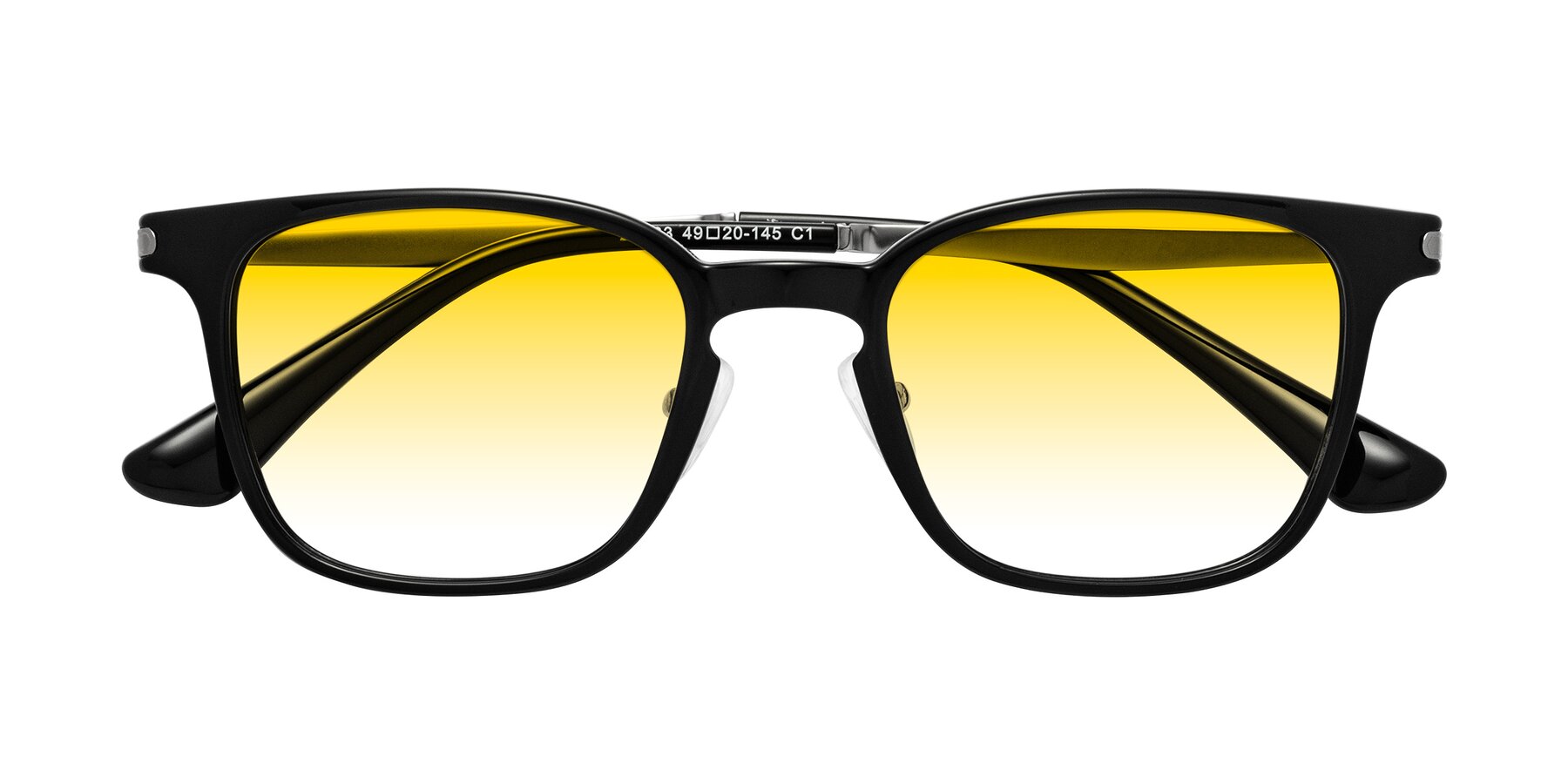 Folded Front of Tiwari in Black with Yellow Gradient Lenses