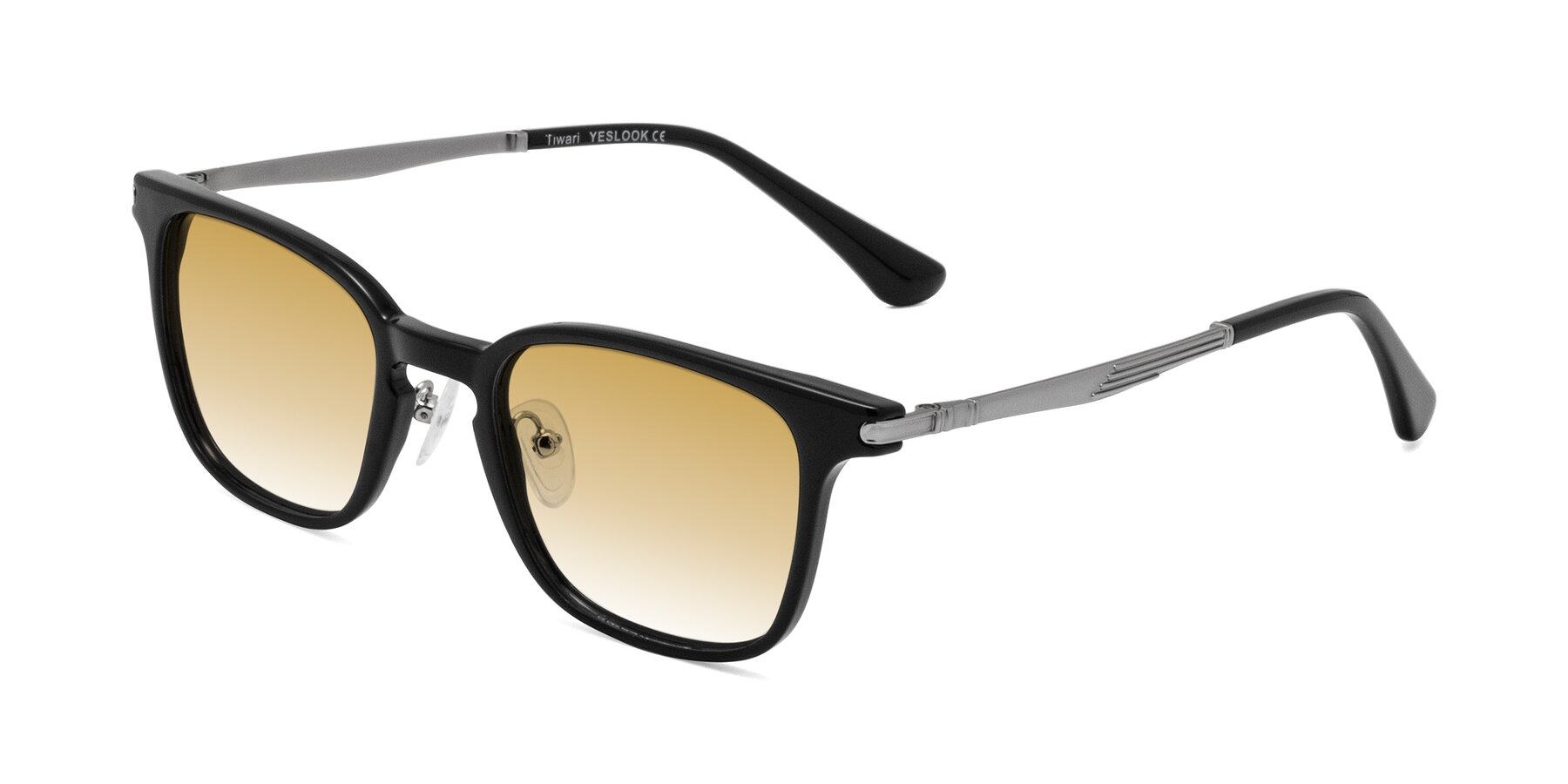 Angle of Tiwari in Black with Champagne Gradient Lenses