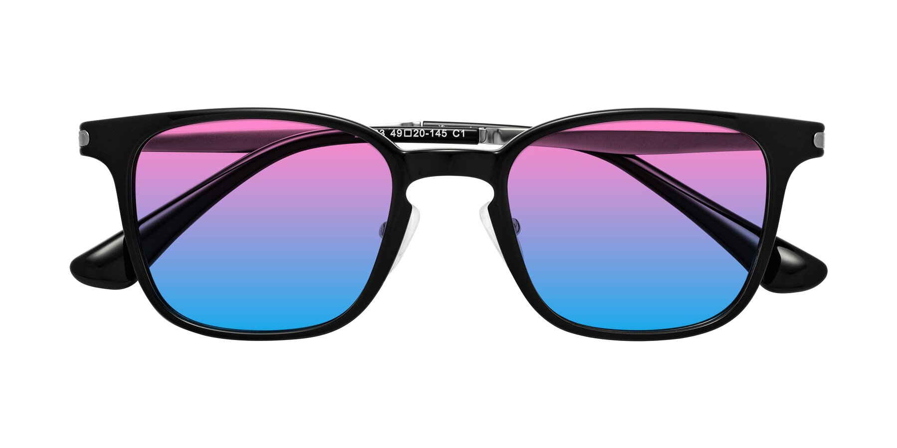 Folded Front of Tiwari in Black with Pink / Blue Gradient Lenses
