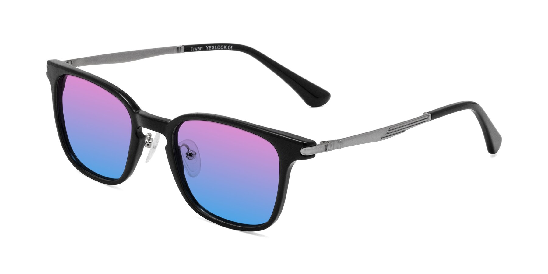Angle of Tiwari in Black with Pink / Blue Gradient Lenses