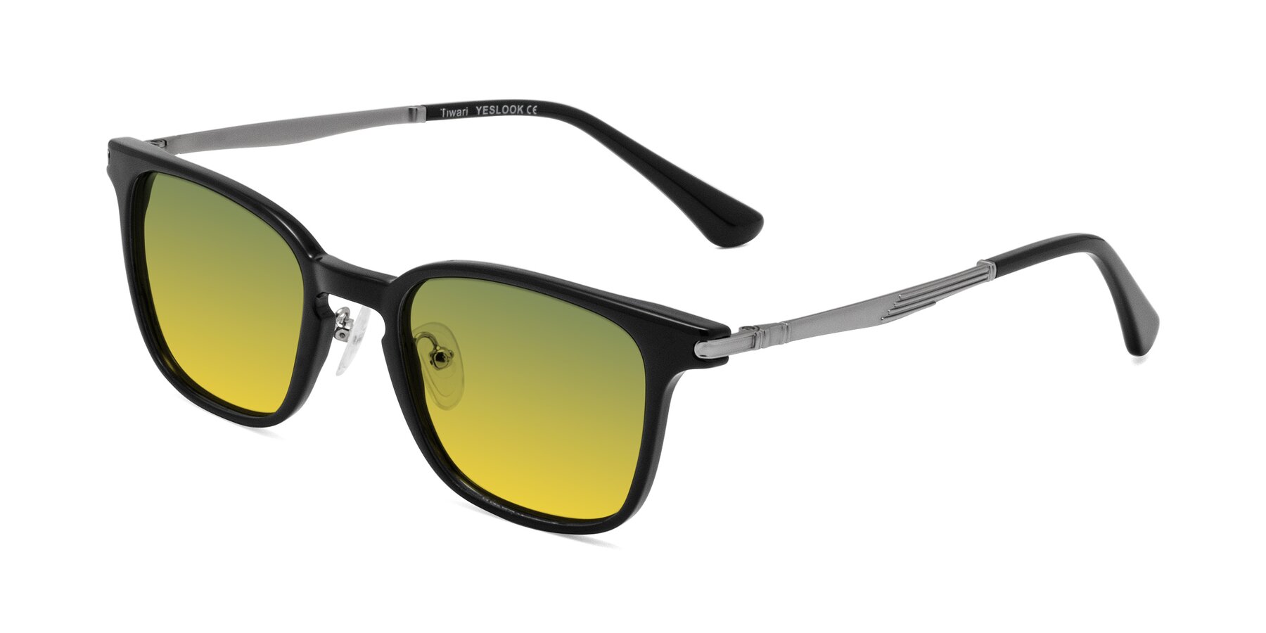 Angle of Tiwari in Black with Green / Yellow Gradient Lenses