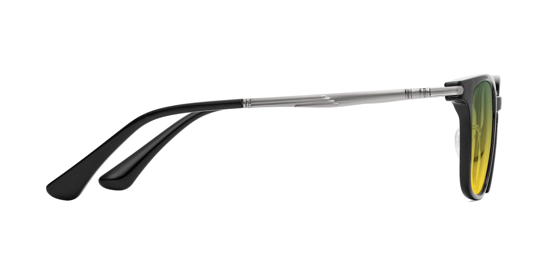 Side of Tiwari in Black with Green / Yellow Gradient Lenses