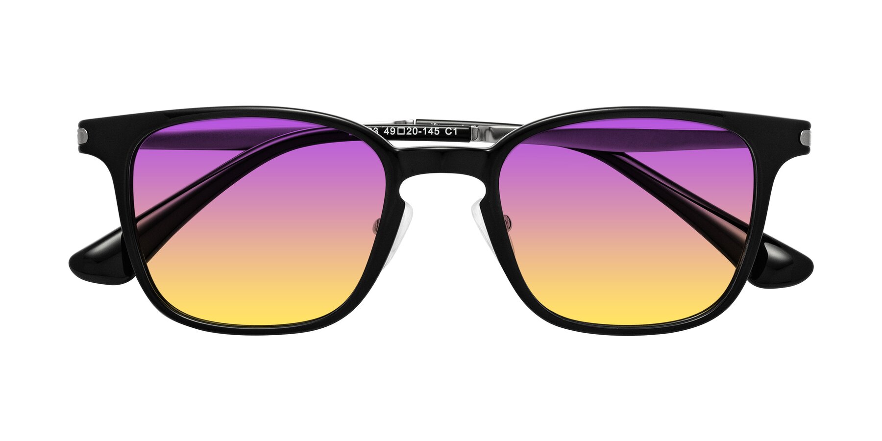 Folded Front of Tiwari in Black with Purple / Yellow Gradient Lenses