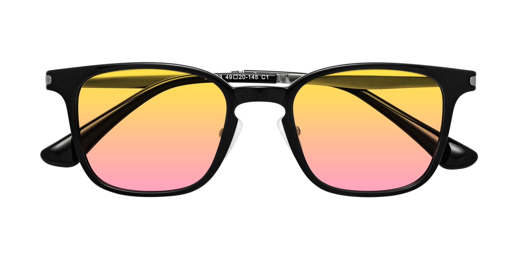 Folded Front of Tiwari in Black with Yellow / Pink Gradient Lenses