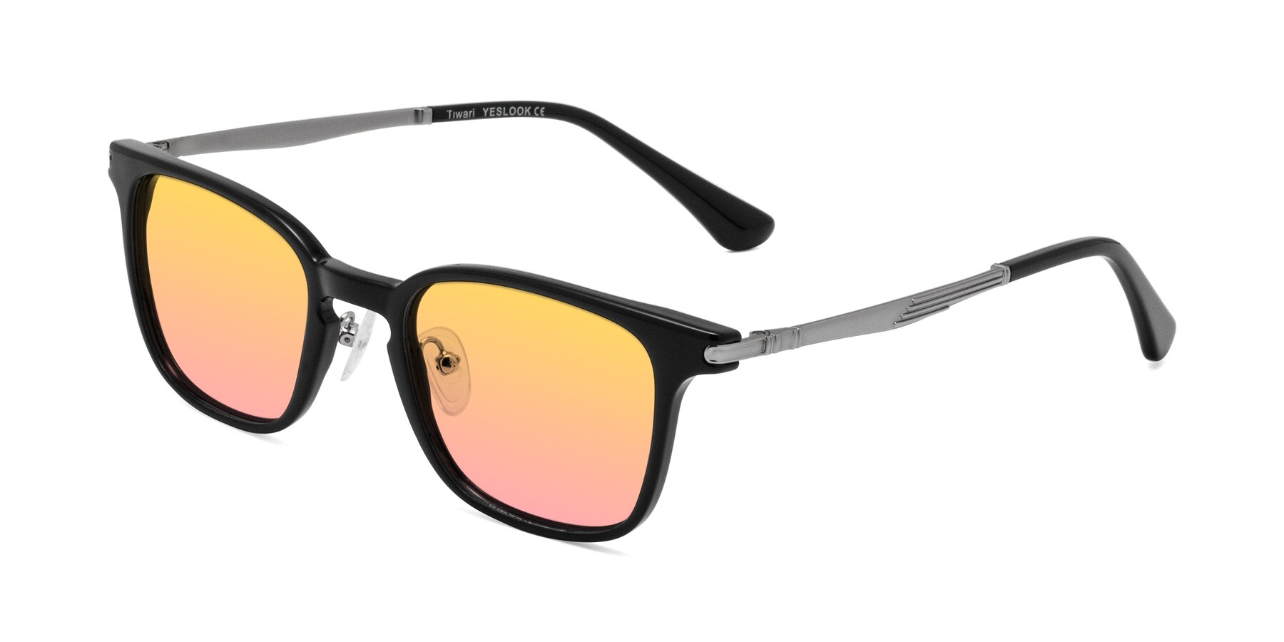 Angle of Tiwari in Black with Yellow / Pink Gradient Lenses