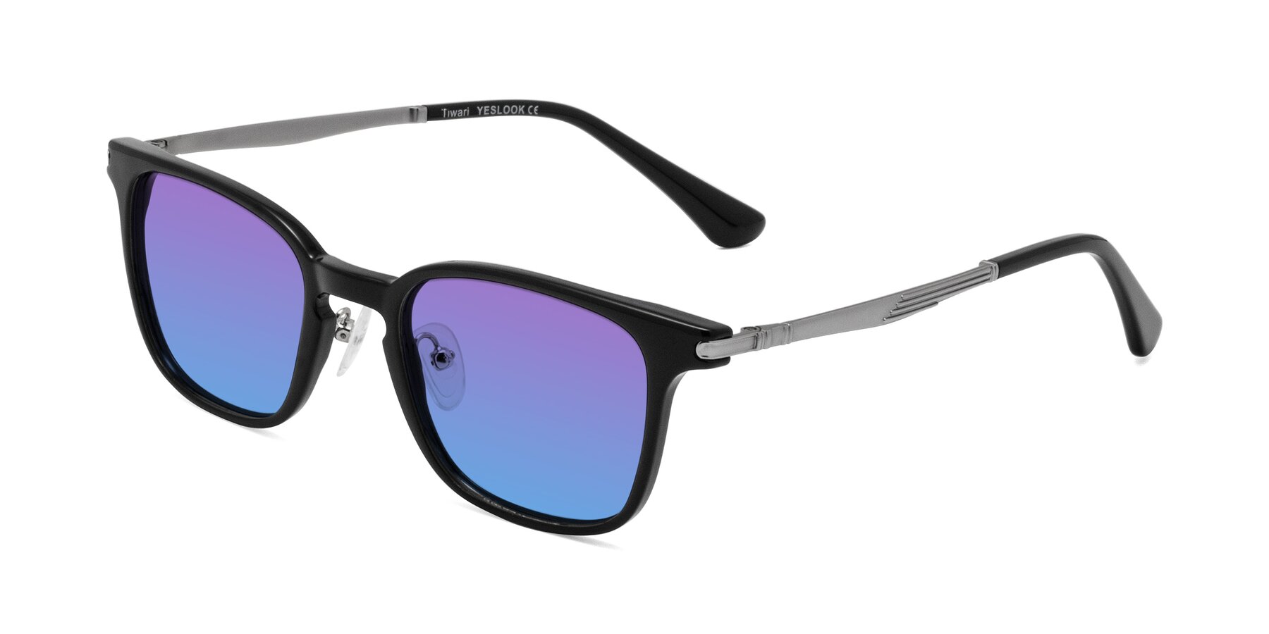 Angle of Tiwari in Black with Purple / Blue Gradient Lenses