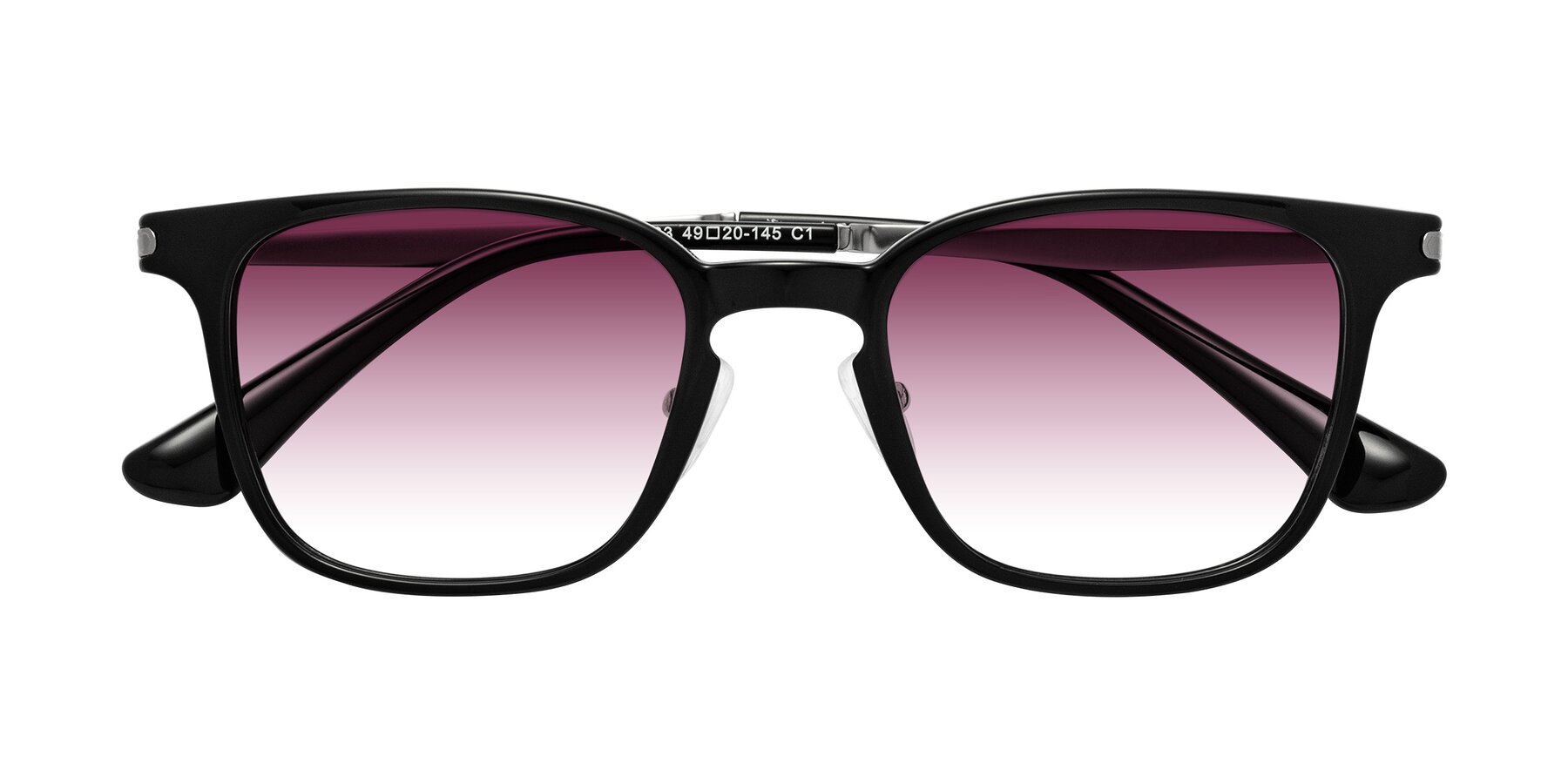 Folded Front of Tiwari in Black with Wine Gradient Lenses