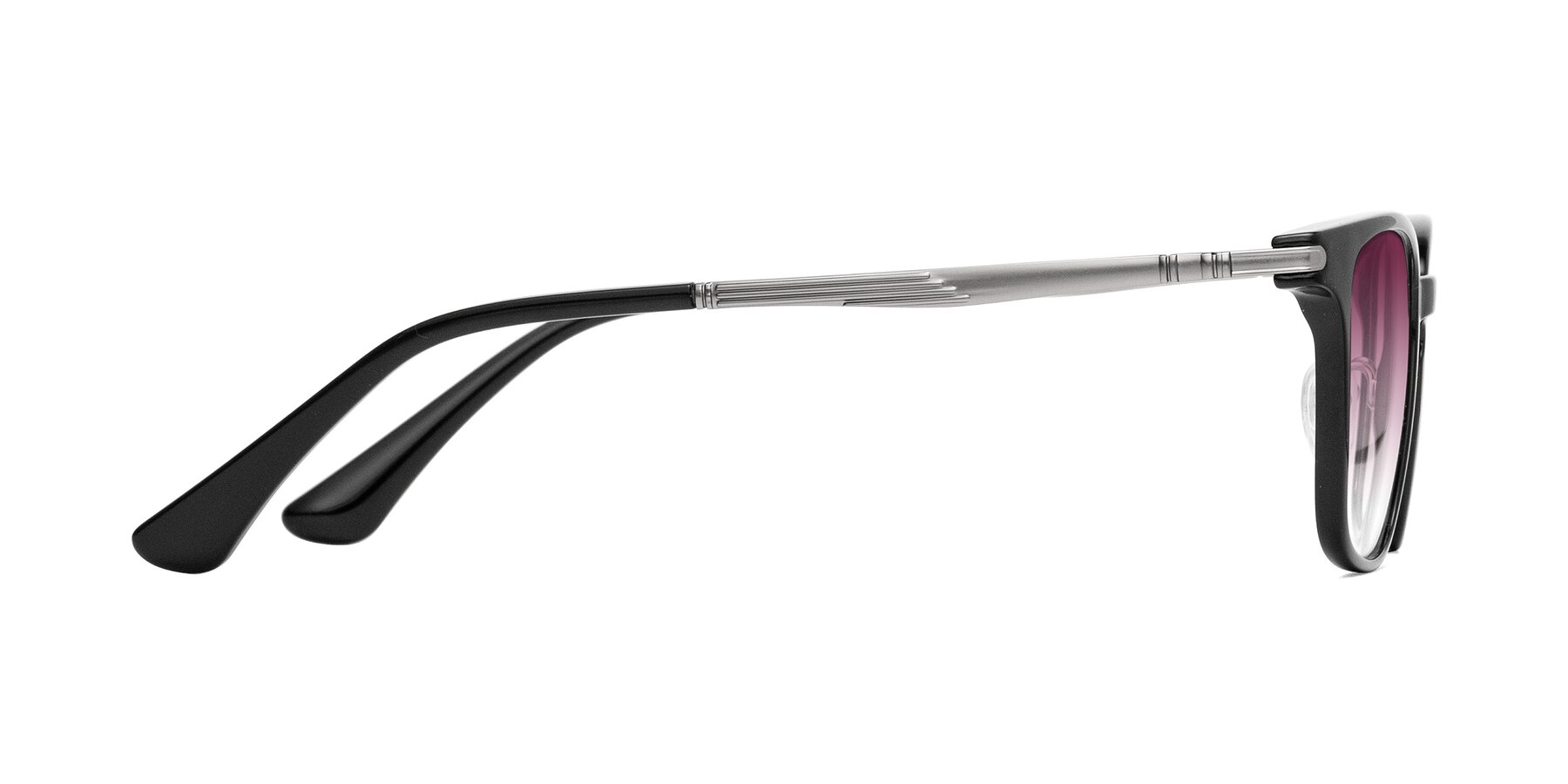 Side of Tiwari in Black with Wine Gradient Lenses