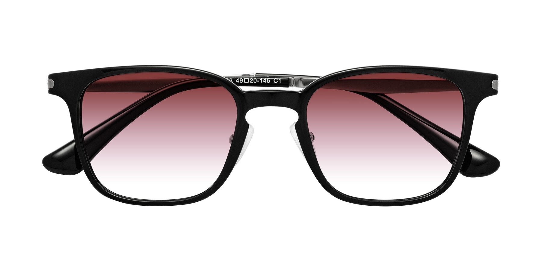 Folded Front of Tiwari in Black with Garnet Gradient Lenses