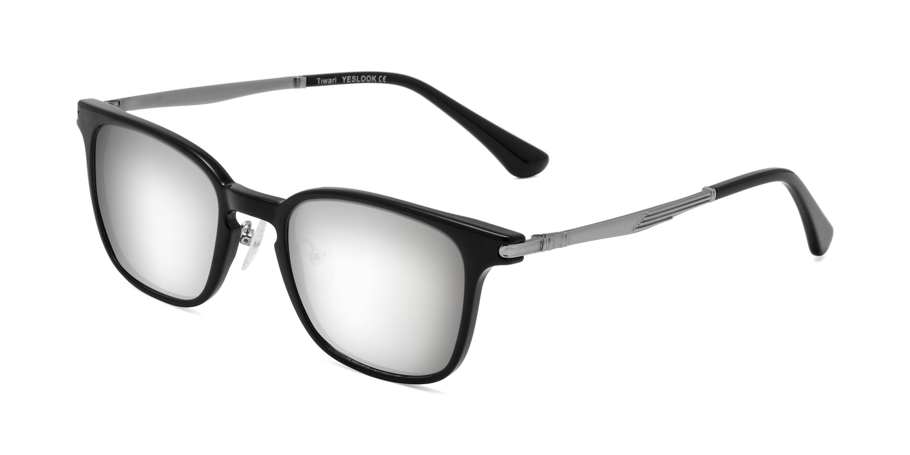 Angle of Tiwari in Black with Silver Mirrored Lenses