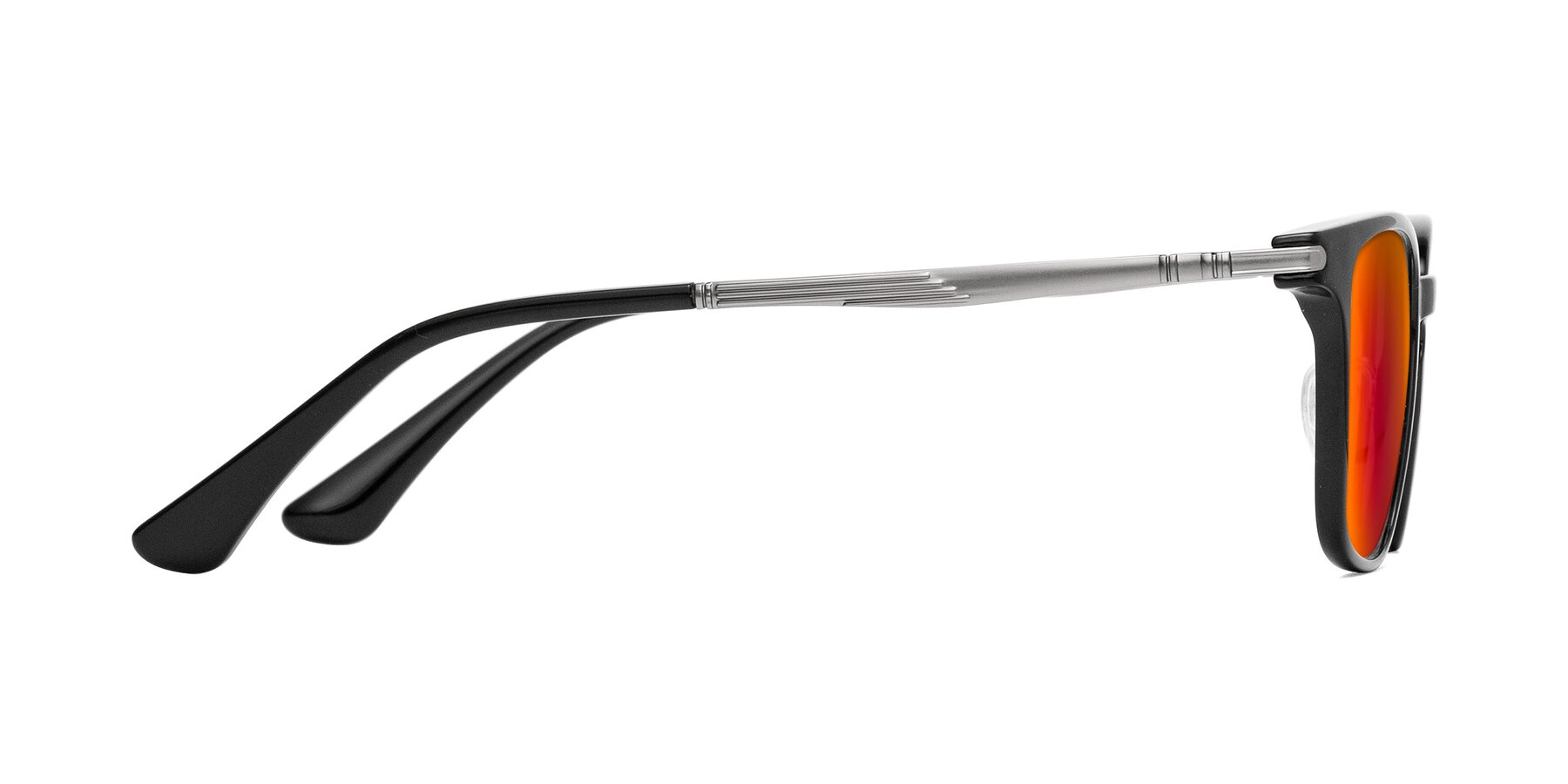 Side of Tiwari in Black with Red Gold Mirrored Lenses