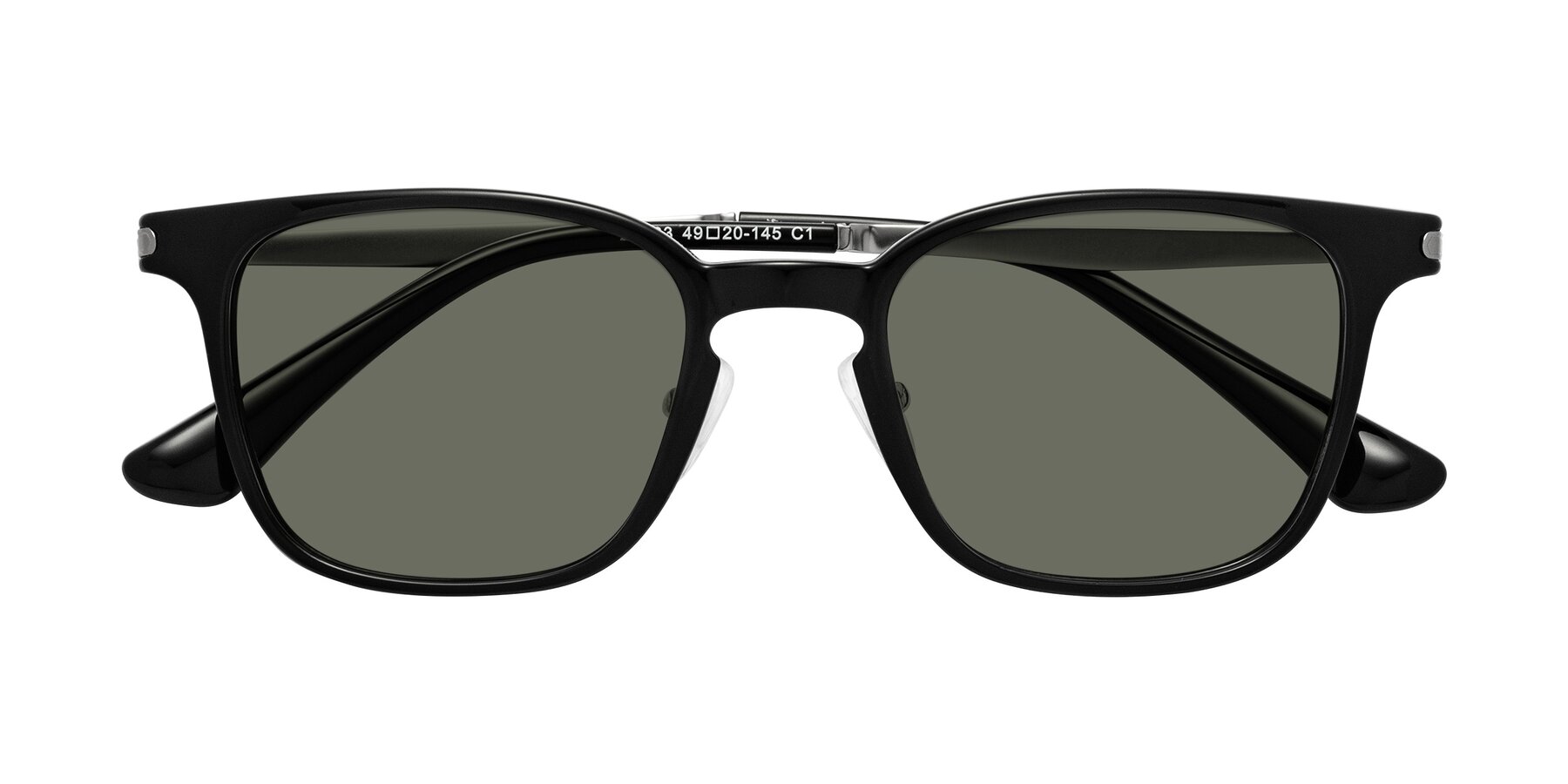 Folded Front of Tiwari in Black with Gray Polarized Lenses