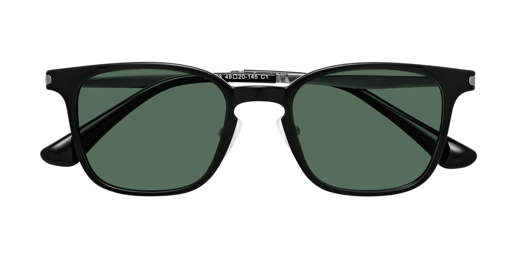 Folded Front of Tiwari in Black with Green Polarized Lenses