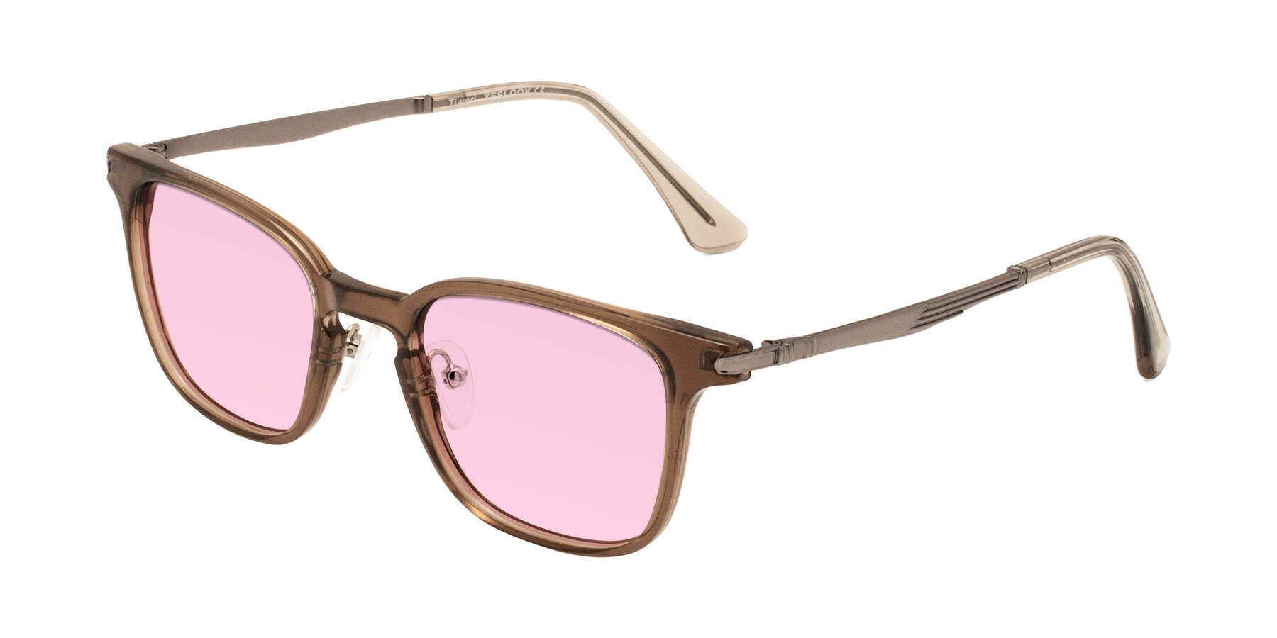 Angle of Tiwari in Brown with Light Pink Tinted Lenses