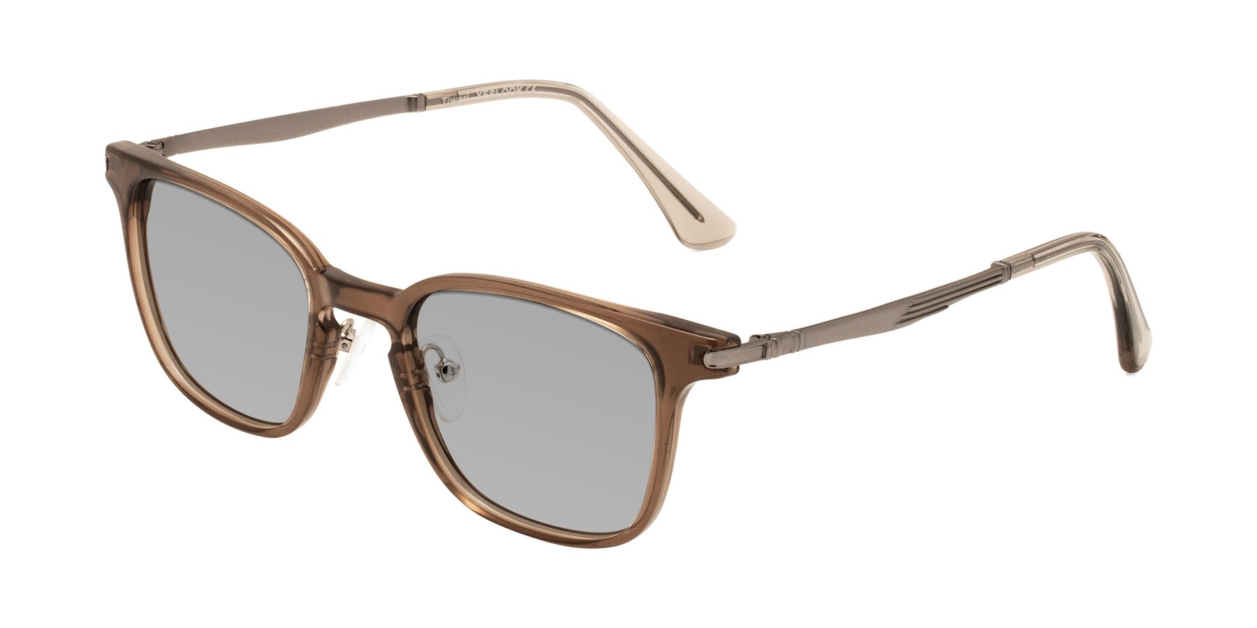 Angle of Tiwari in Brown with Light Gray Tinted Lenses