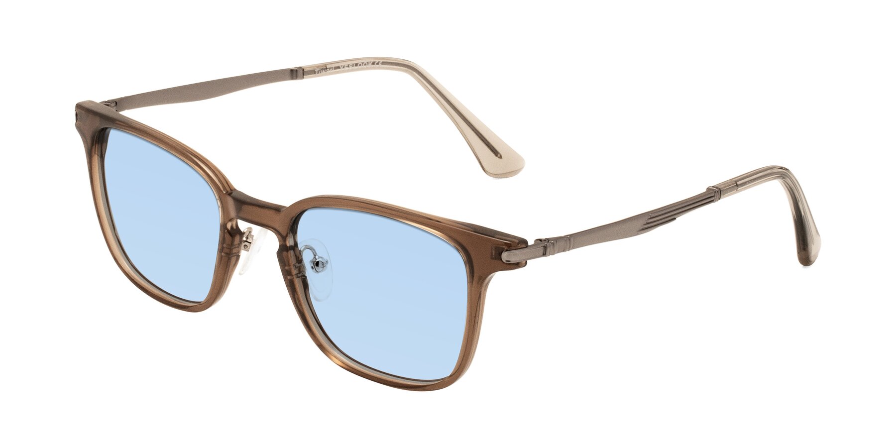 Angle of Tiwari in Brown with Light Blue Tinted Lenses