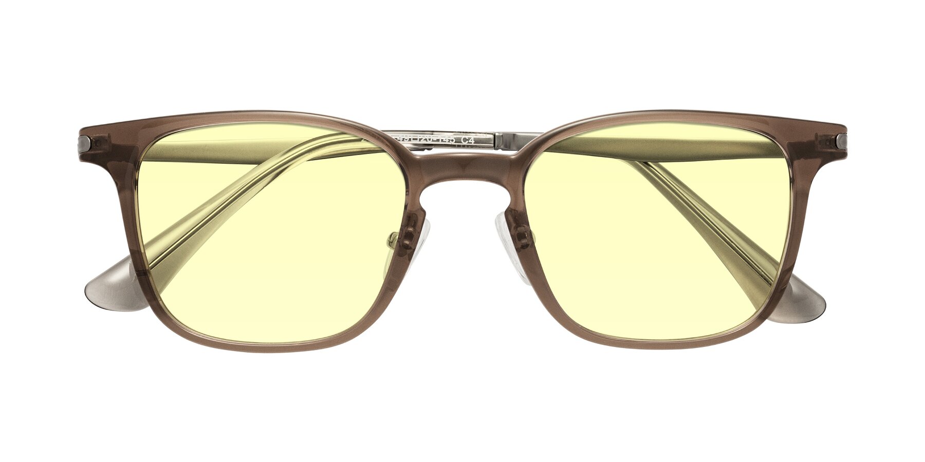 Folded Front of Tiwari in Brown with Light Yellow Tinted Lenses