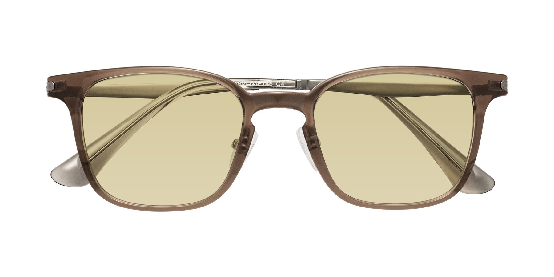 Folded Front of Tiwari in Brown with Light Champagne Tinted Lenses