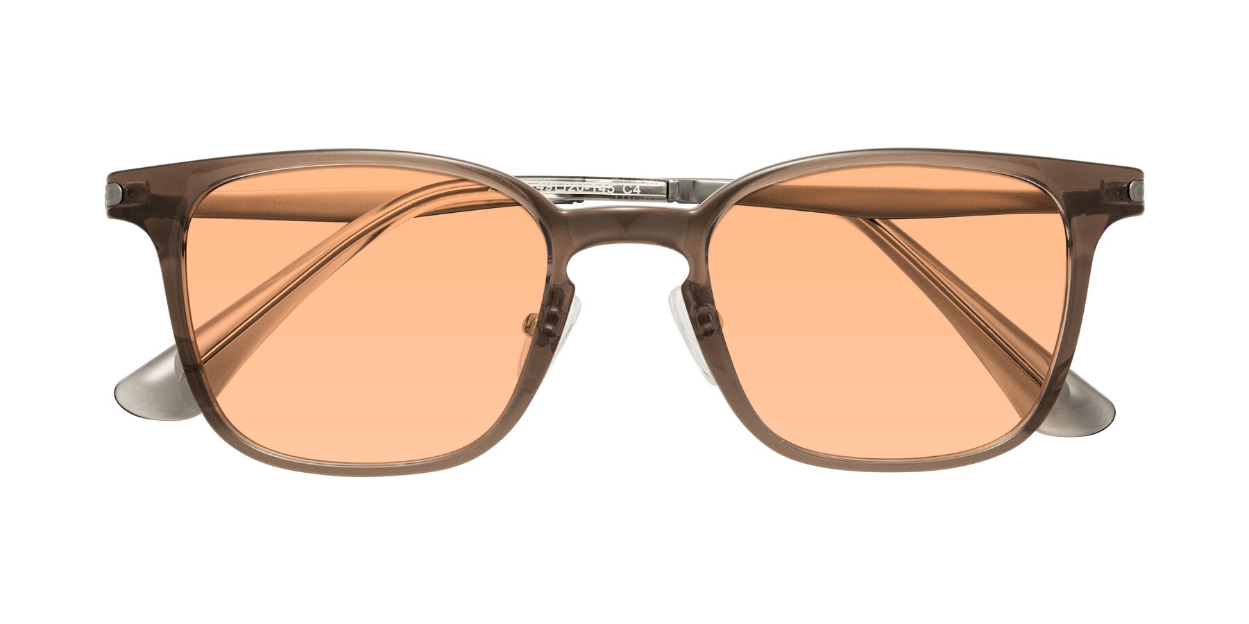 Folded Front of Tiwari in Brown with Light Orange Tinted Lenses