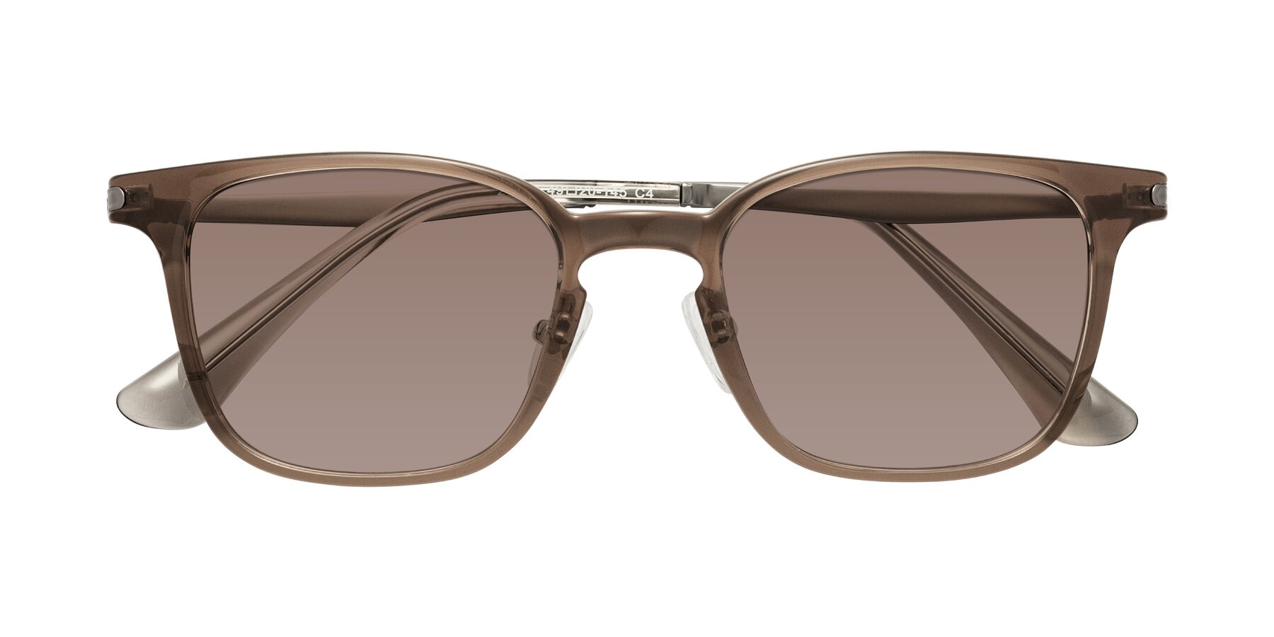 Folded Front of Tiwari in Brown with Medium Brown Tinted Lenses