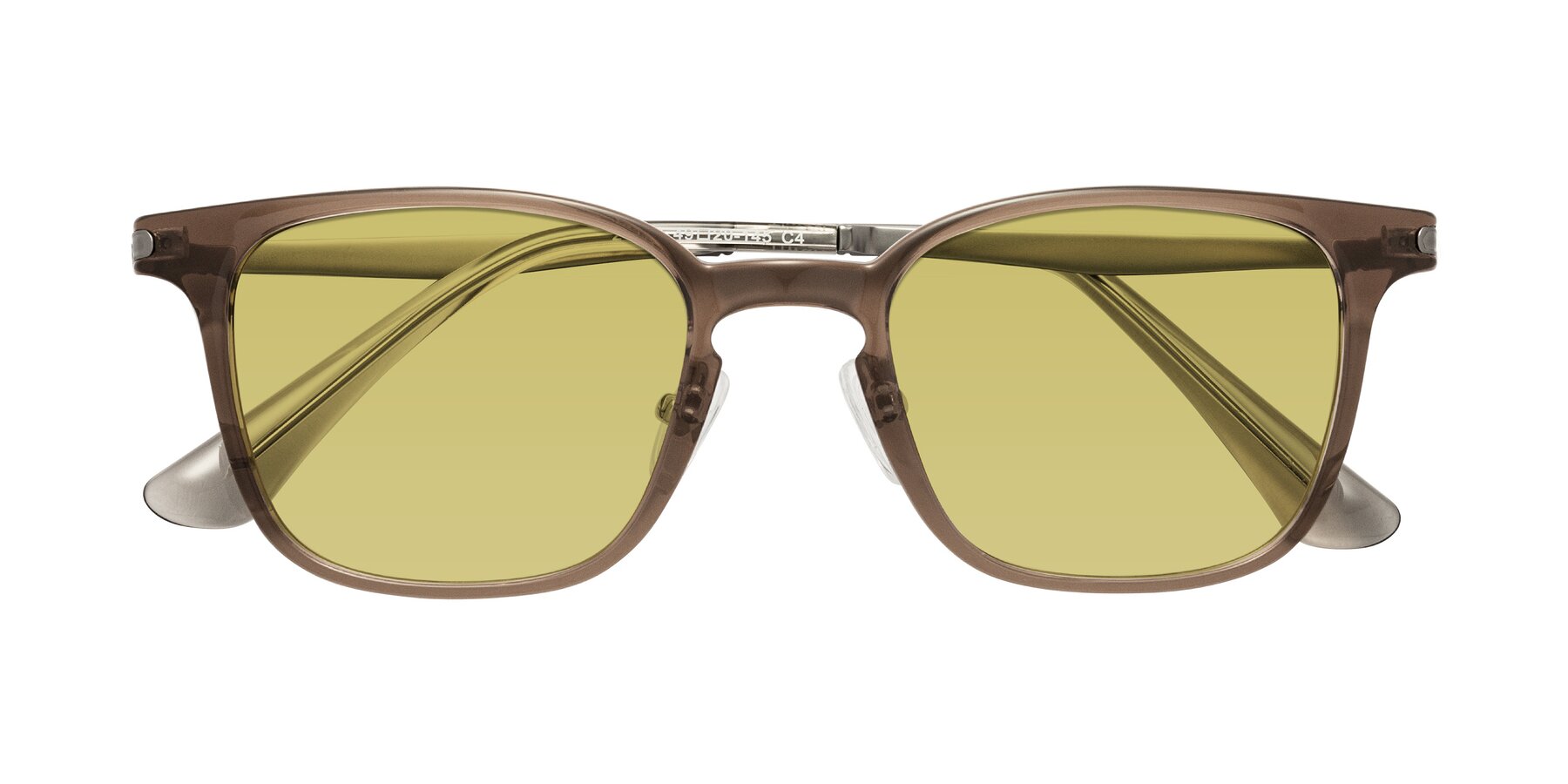 Folded Front of Tiwari in Brown with Medium Champagne Tinted Lenses