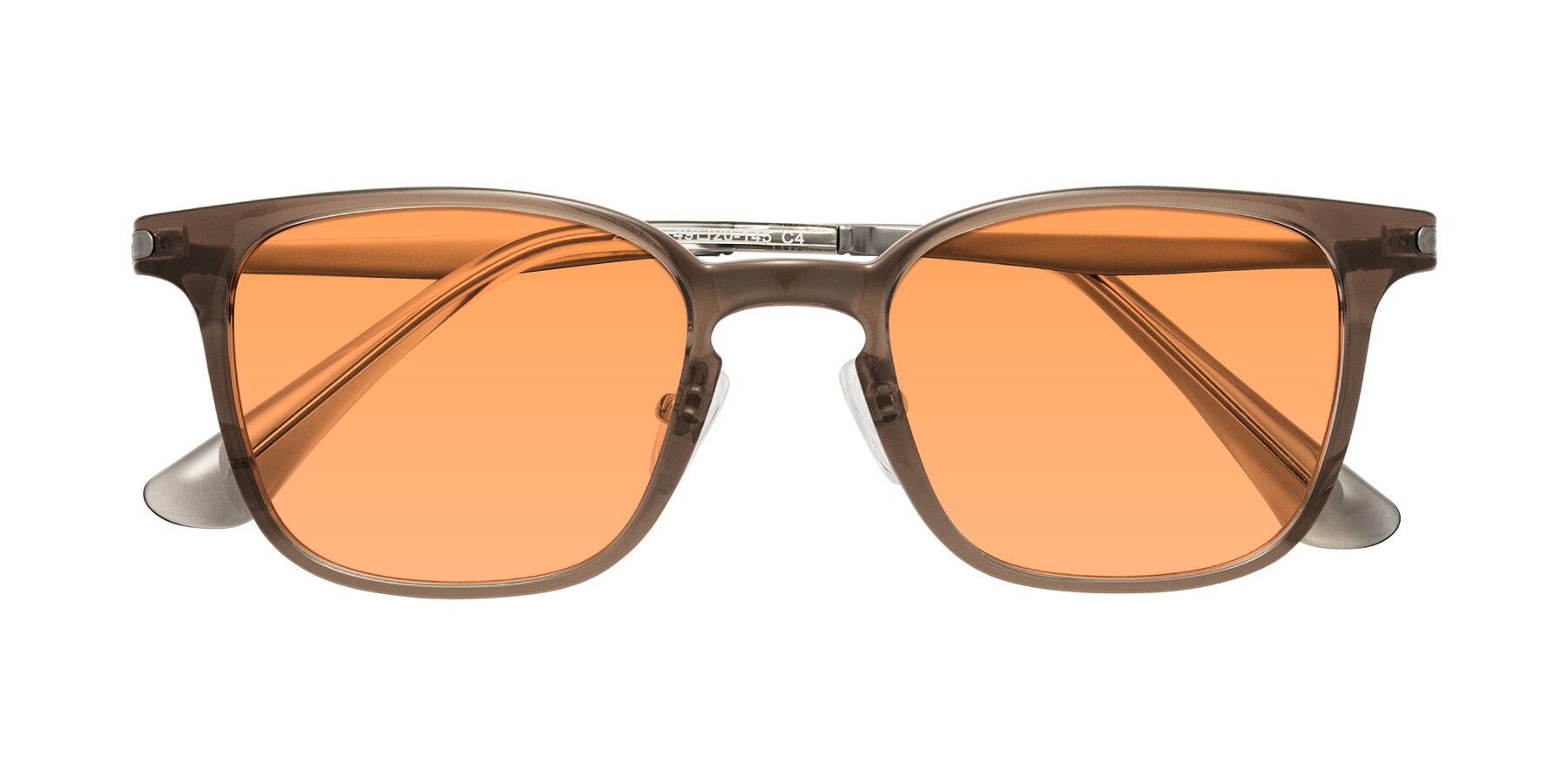 Folded Front of Tiwari in Brown with Medium Orange Tinted Lenses