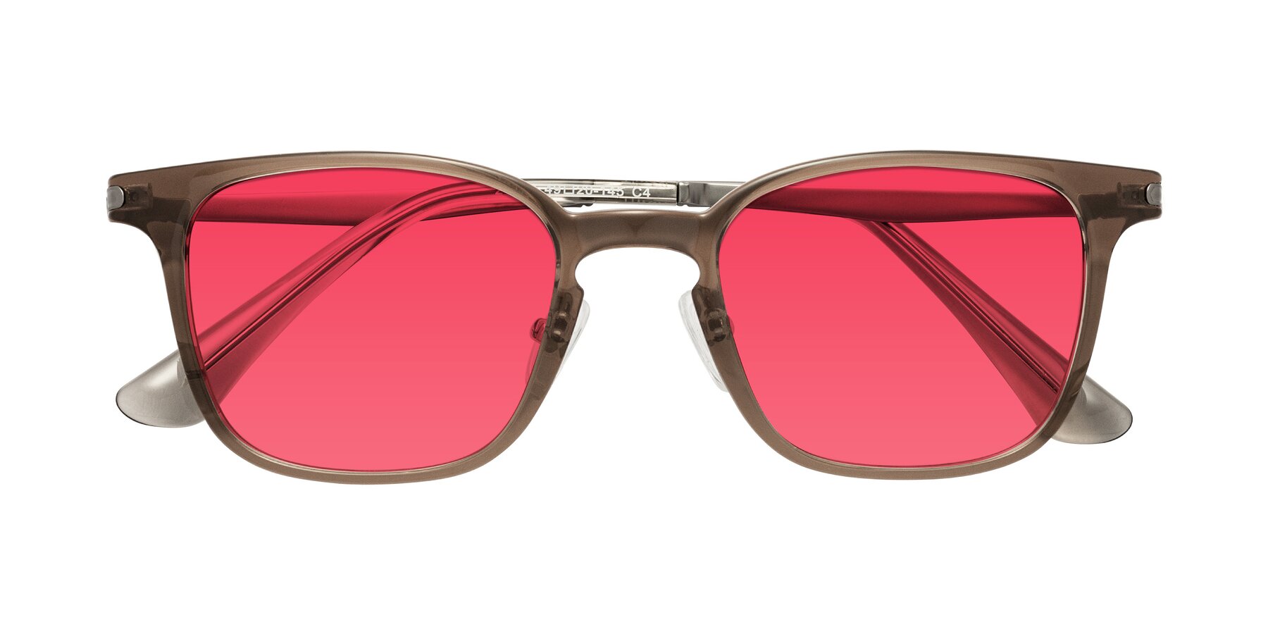 Folded Front of Tiwari in Brown with Red Tinted Lenses