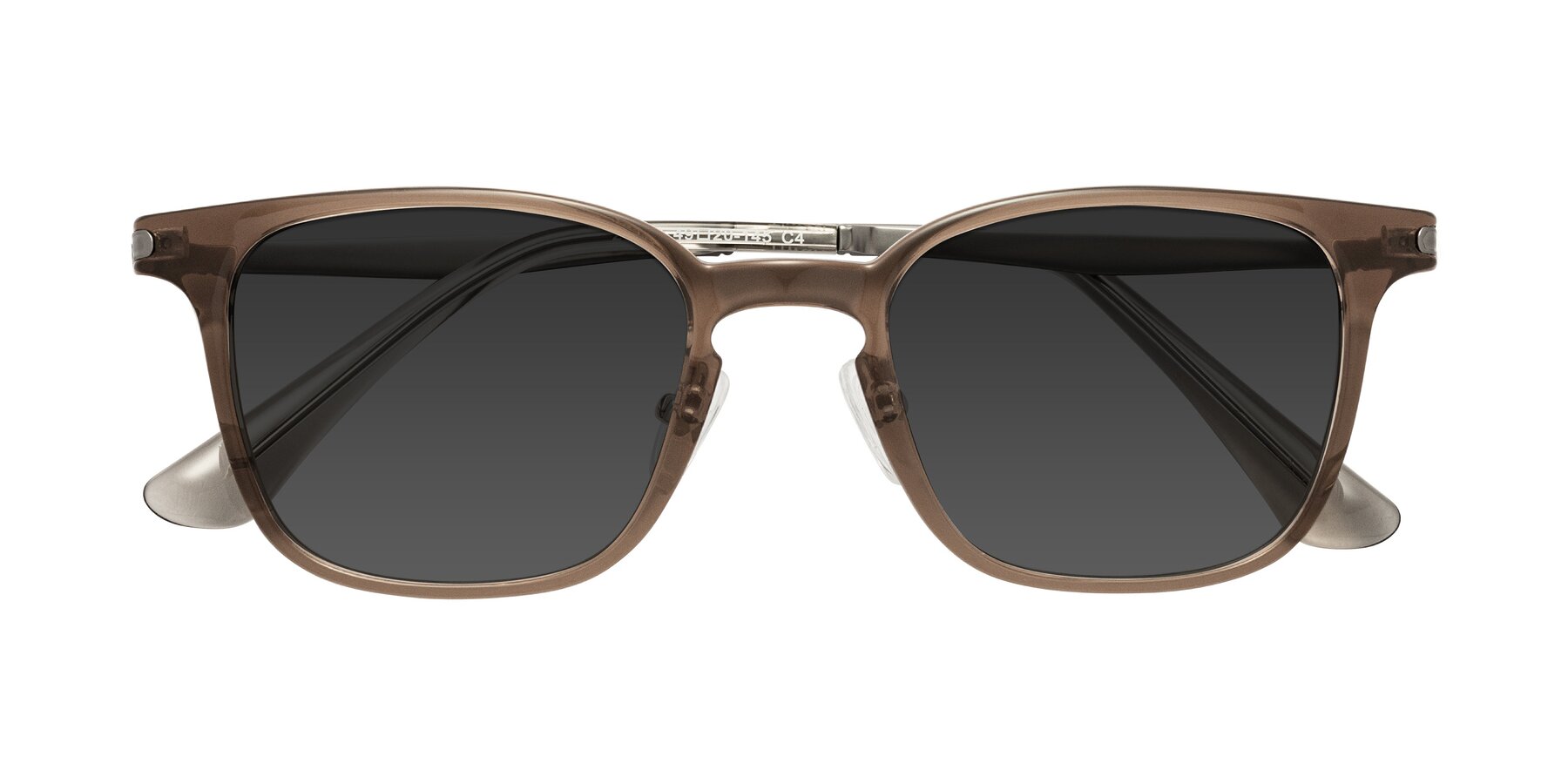 Folded Front of Tiwari in Brown with Gray Tinted Lenses