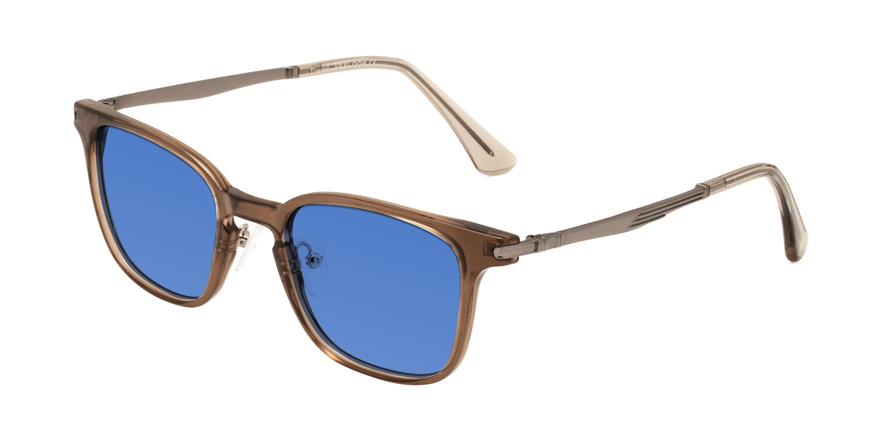 Angle of Tiwari in Brown with Blue Tinted Lenses