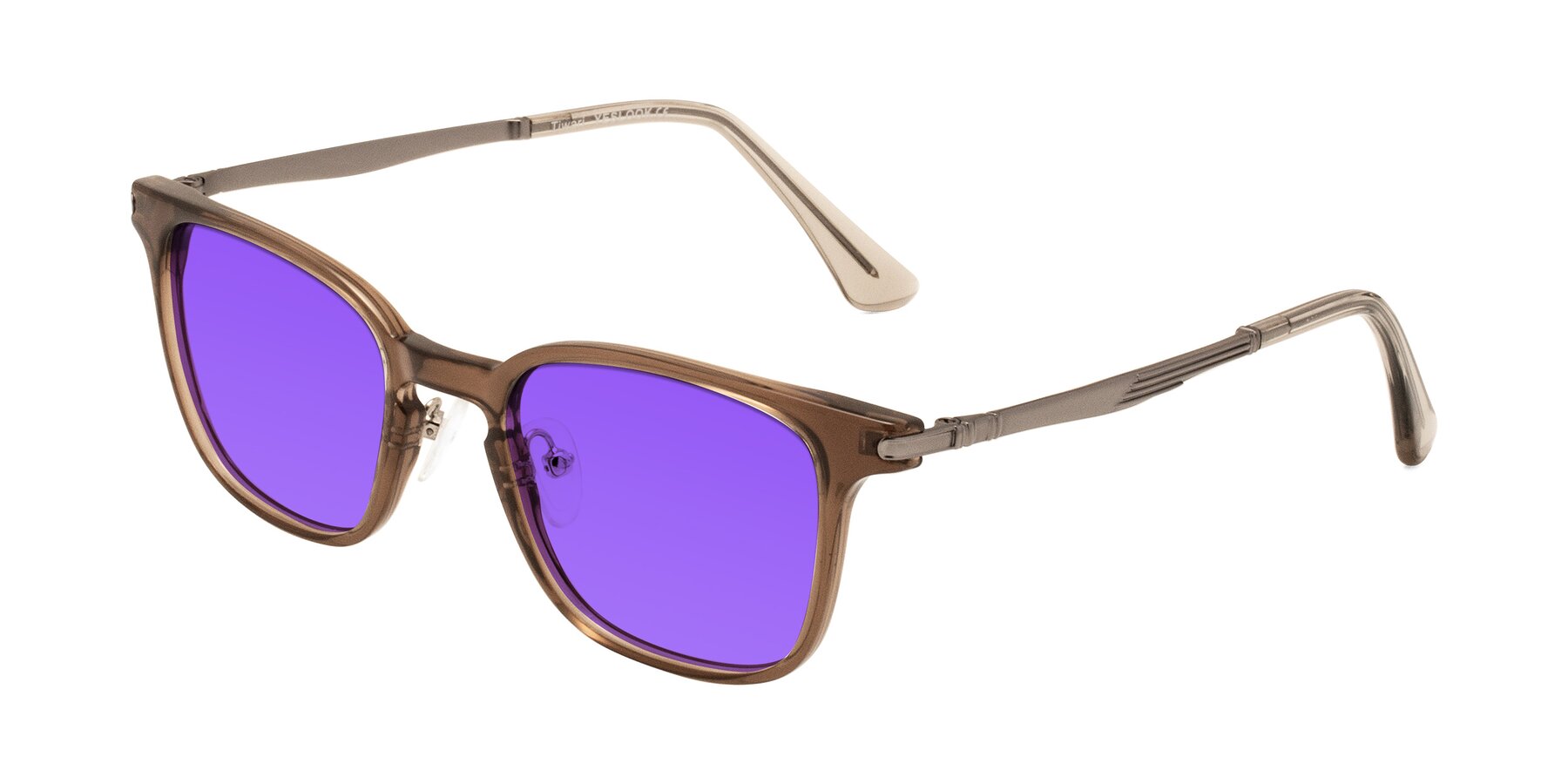 Angle of Tiwari in Brown with Purple Tinted Lenses