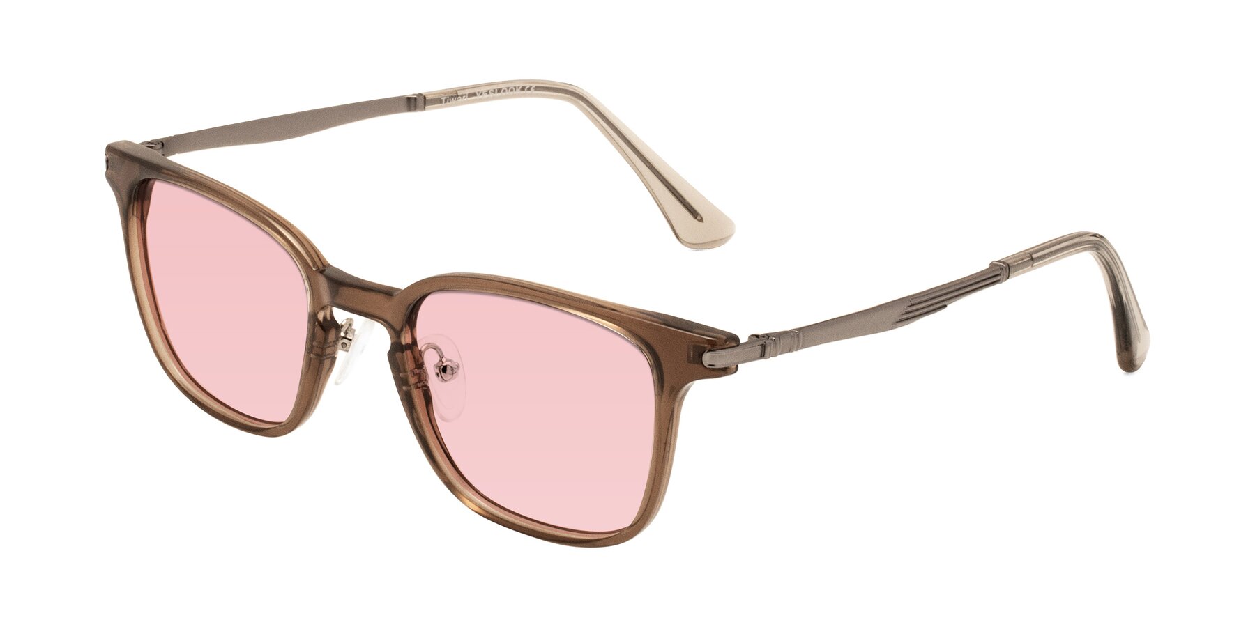 Angle of Tiwari in Brown with Light Garnet Tinted Lenses