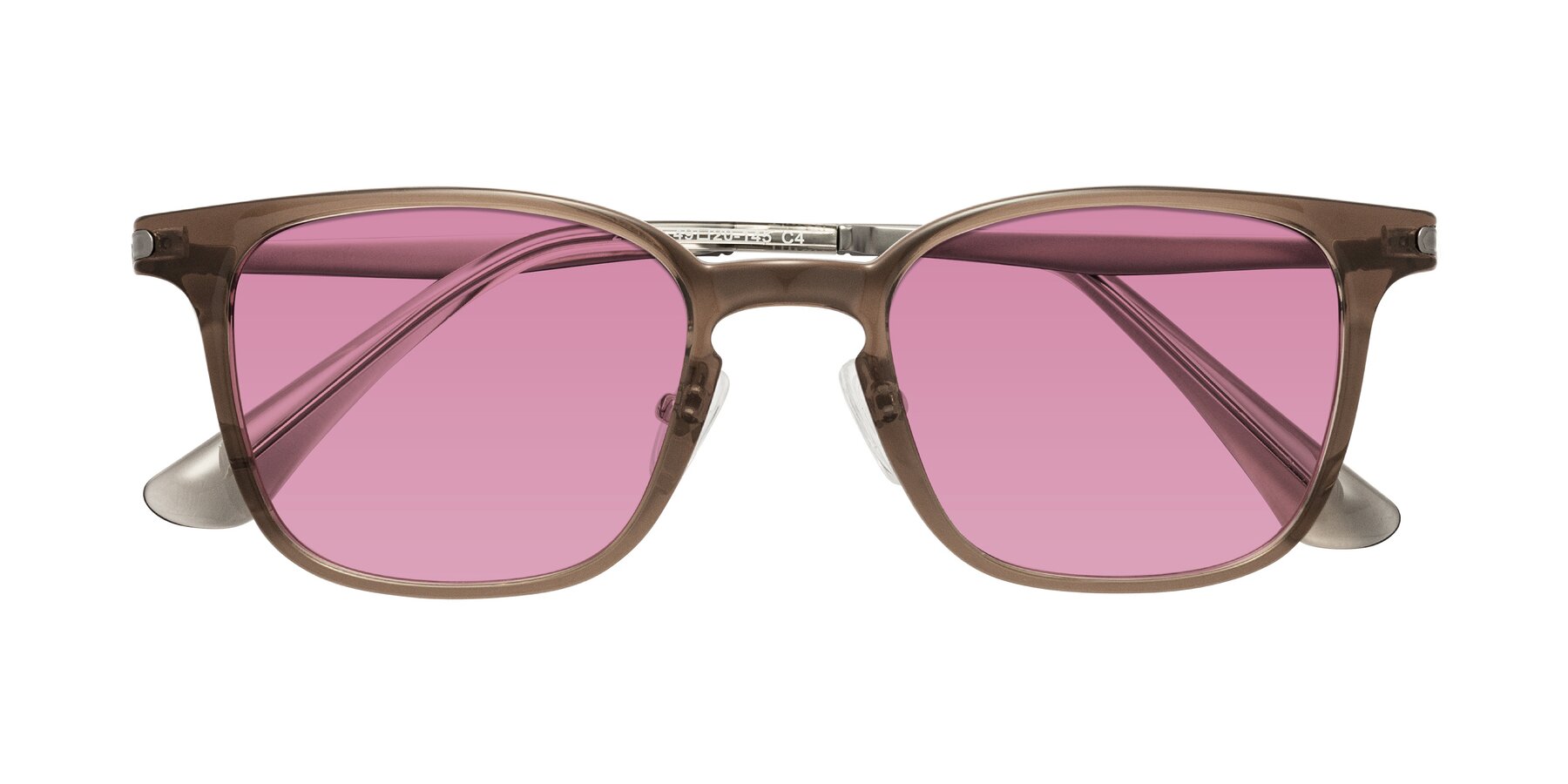Folded Front of Tiwari in Brown with Medium Wine Tinted Lenses