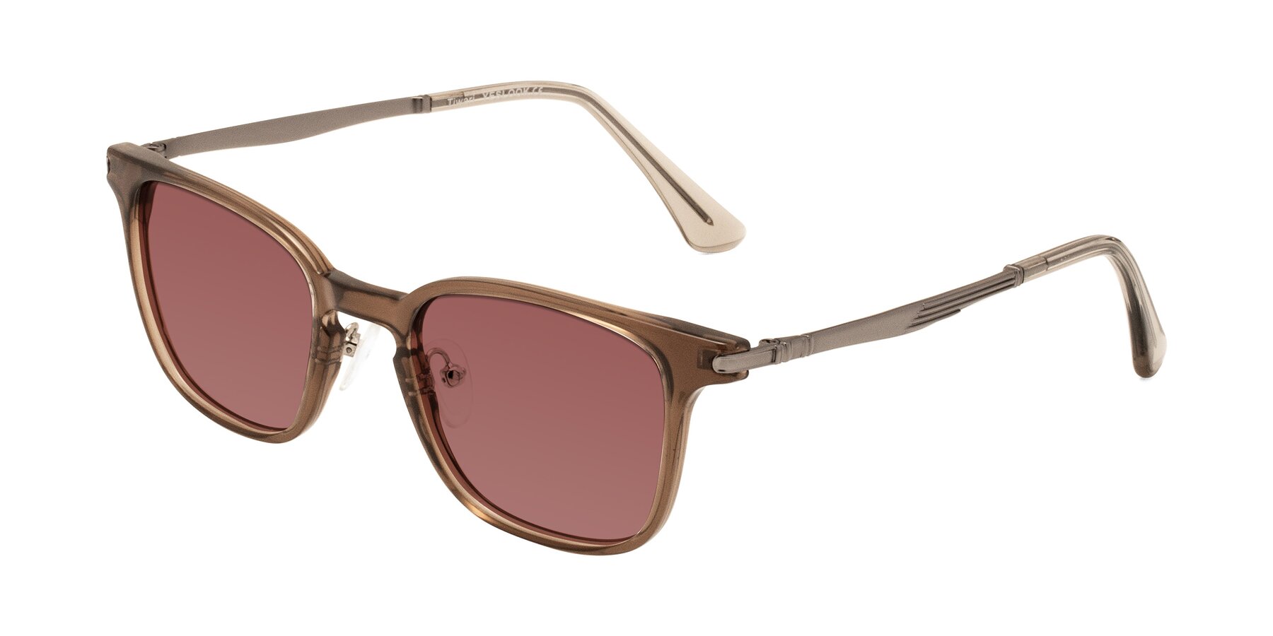 Angle of Tiwari in Brown with Garnet Tinted Lenses