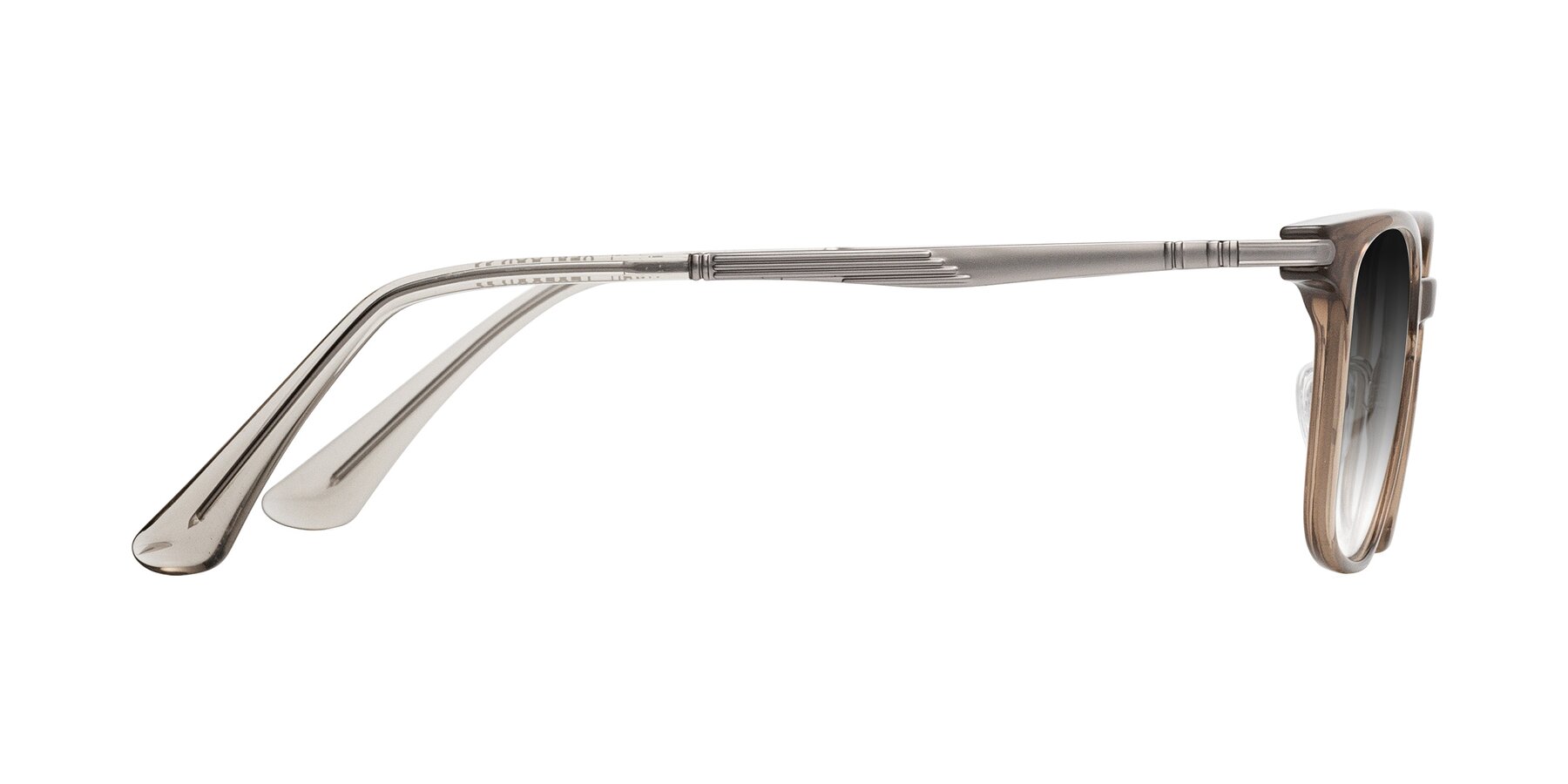 Side of Tiwari in Brown with Gray Gradient Lenses