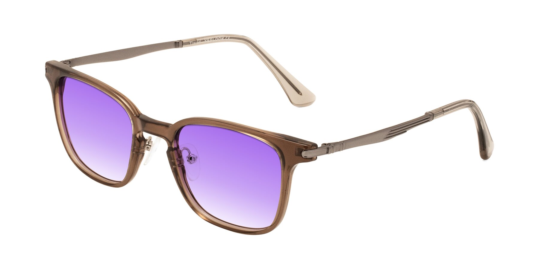 Angle of Tiwari in Brown with Purple Gradient Lenses