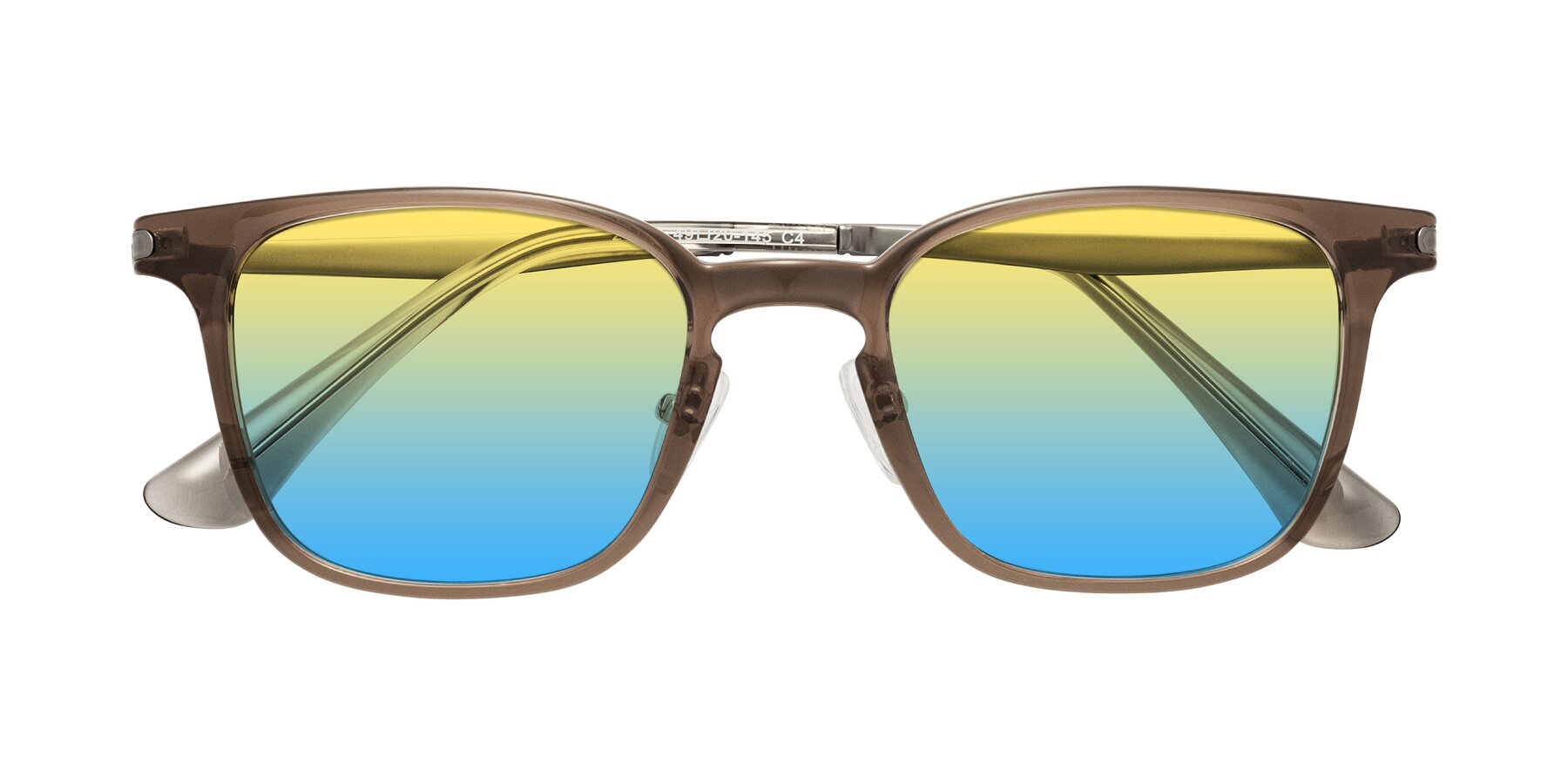 Folded Front of Tiwari in Brown with Yellow / Blue Gradient Lenses