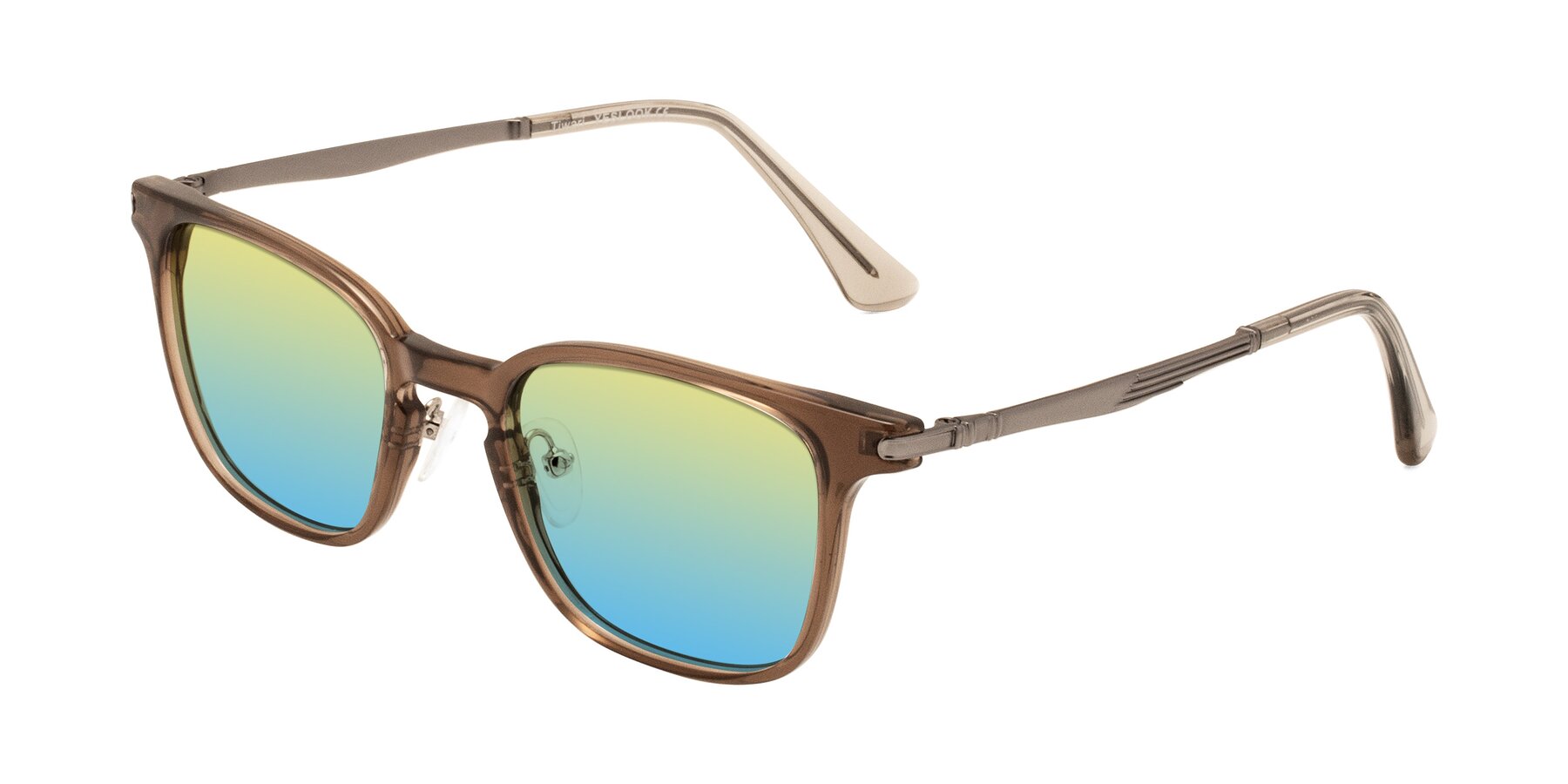 Angle of Tiwari in Brown with Yellow / Blue Gradient Lenses