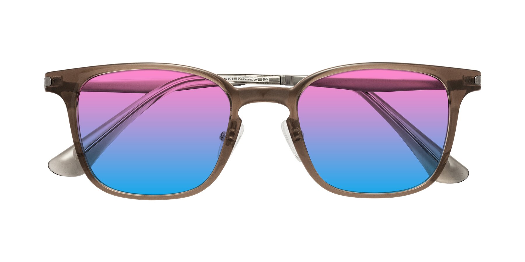 Folded Front of Tiwari in Brown with Pink / Blue Gradient Lenses