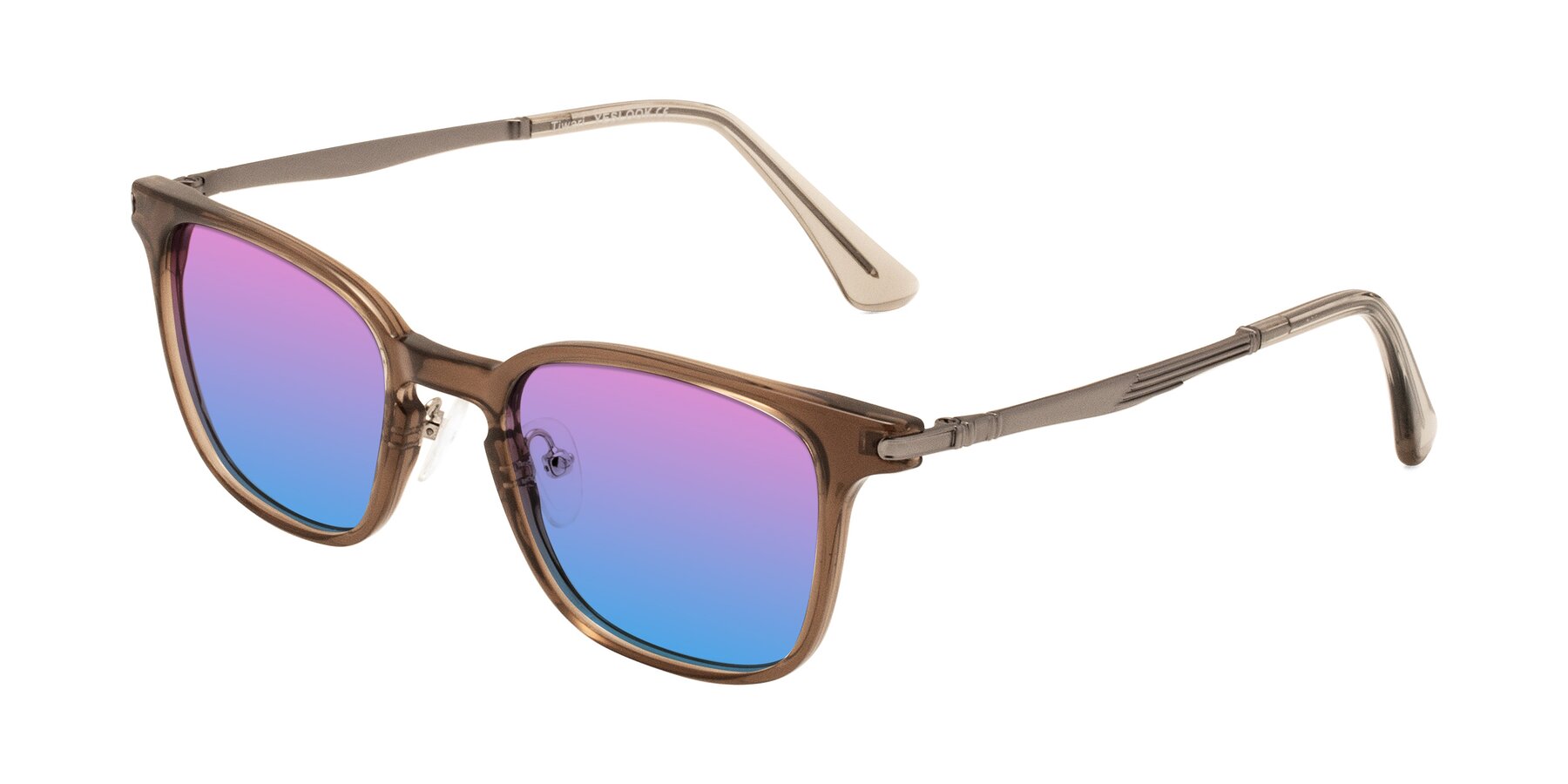 Angle of Tiwari in Brown with Pink / Blue Gradient Lenses