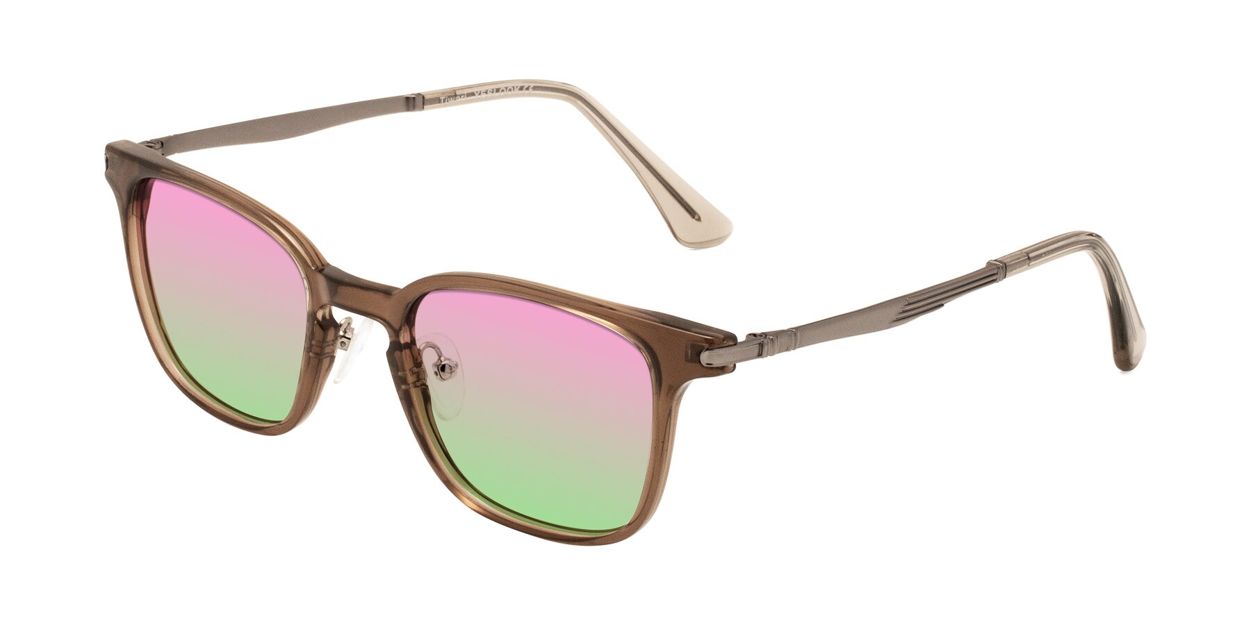 Angle of Tiwari in Brown with Pink / Green Gradient Lenses
