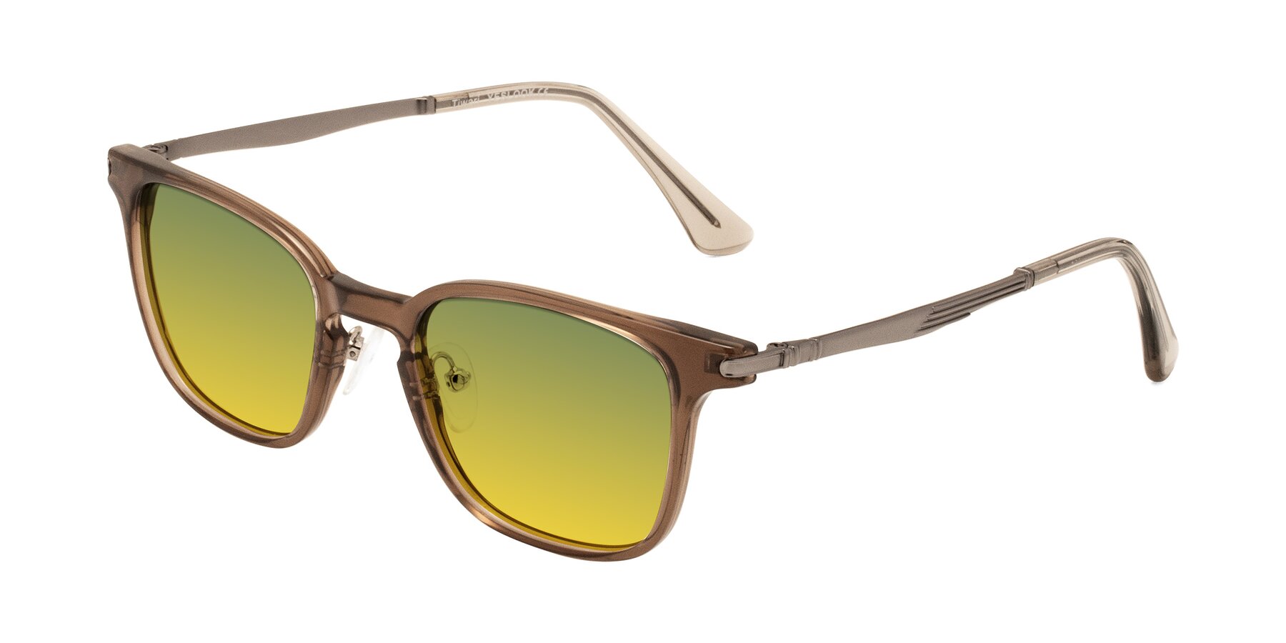 Angle of Tiwari in Brown with Green / Yellow Gradient Lenses