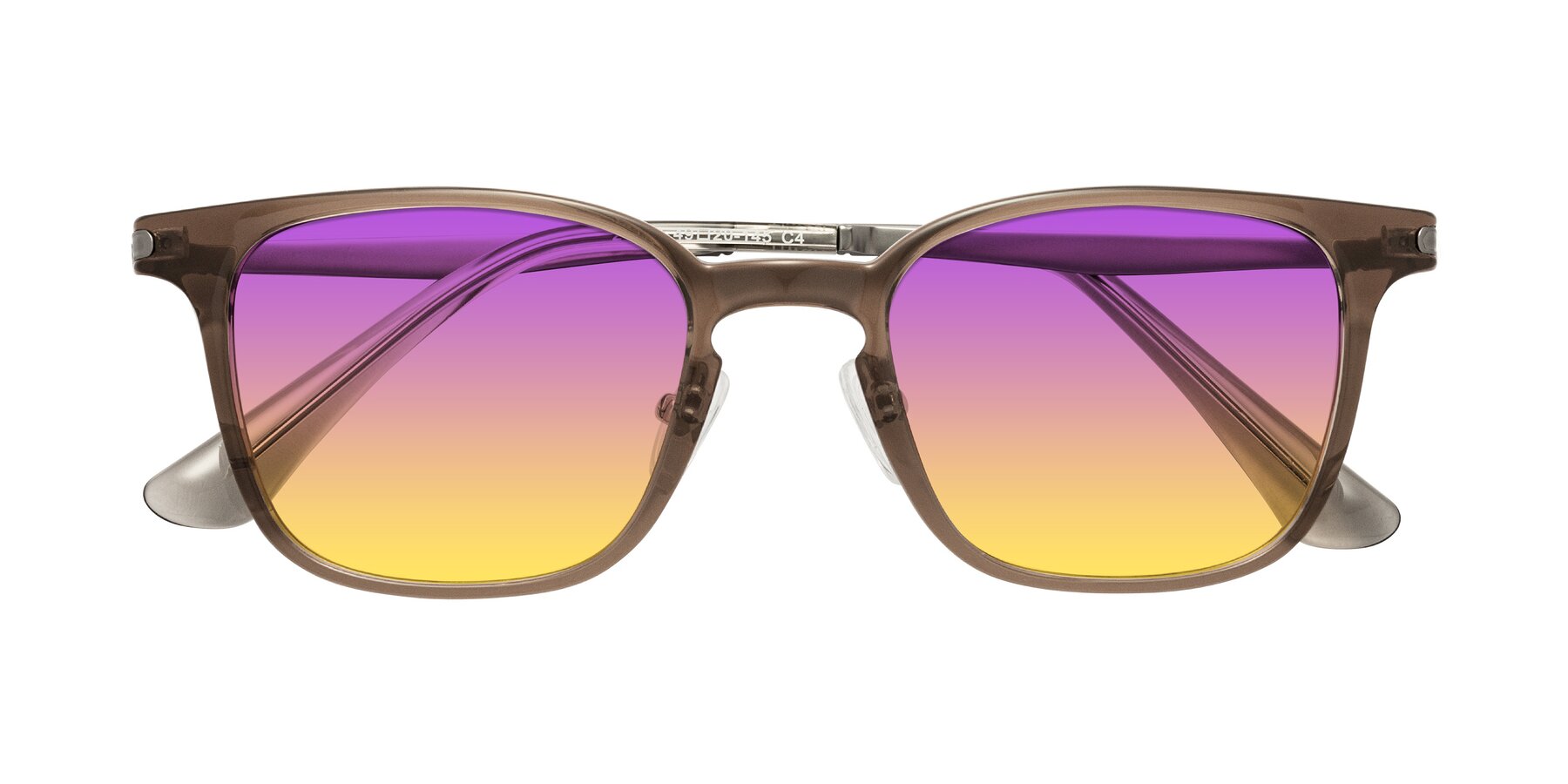 Folded Front of Tiwari in Brown with Purple / Yellow Gradient Lenses