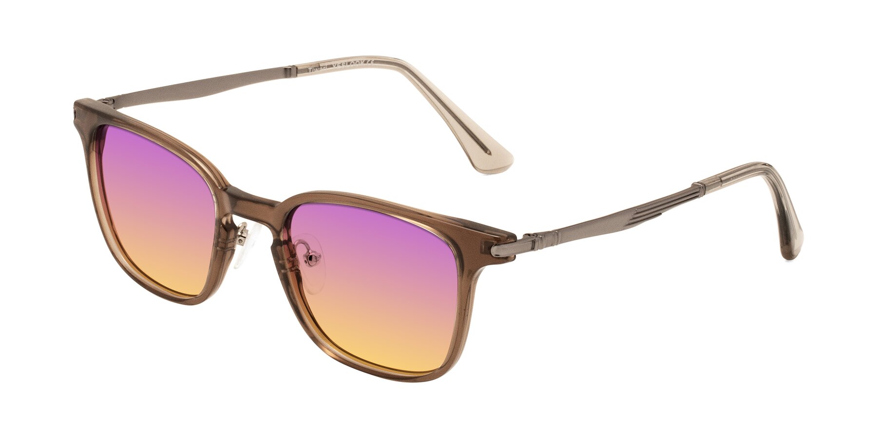 Angle of Tiwari in Brown with Purple / Yellow Gradient Lenses