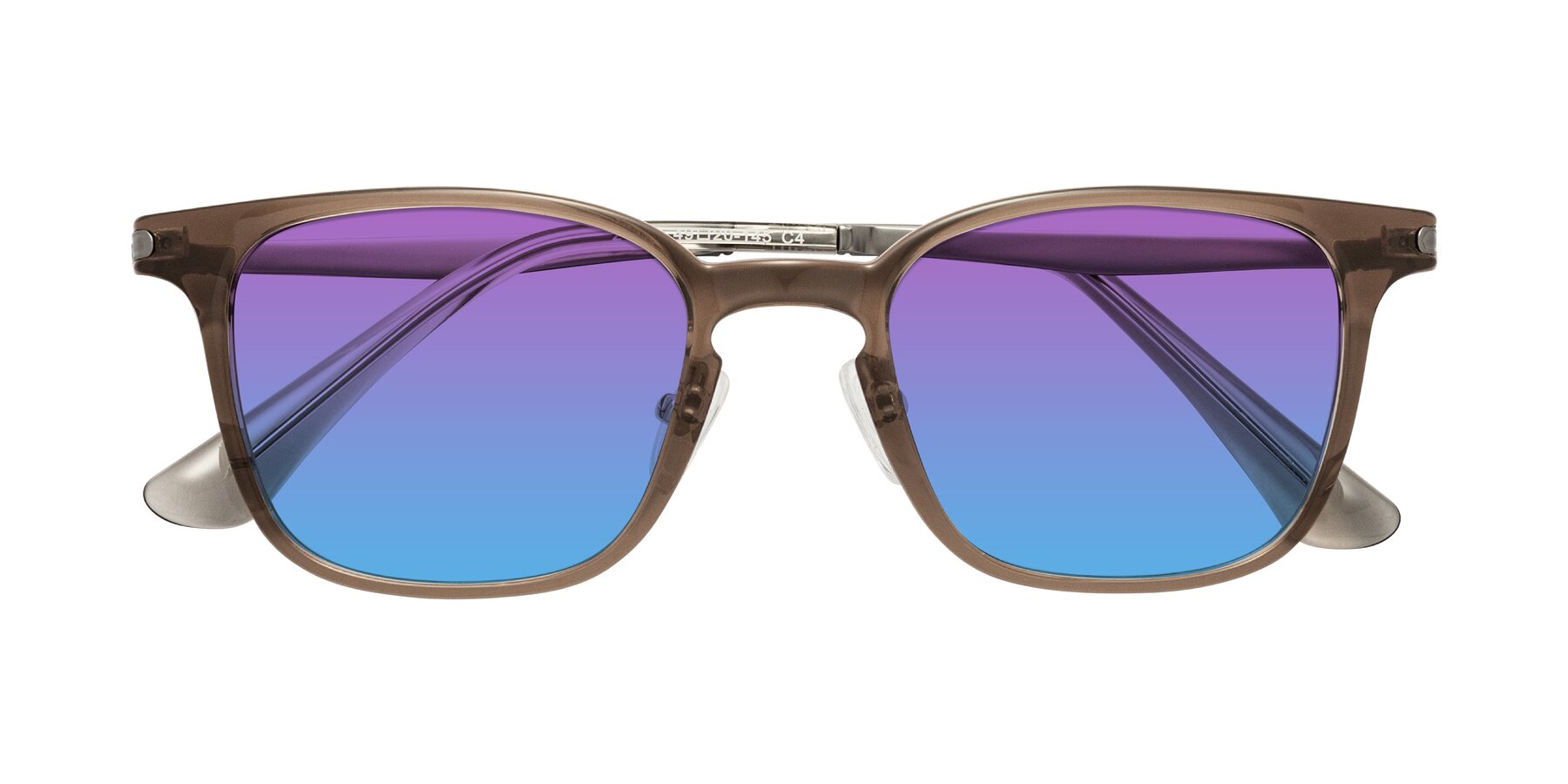 Folded Front of Tiwari in Brown with Purple / Blue Gradient Lenses
