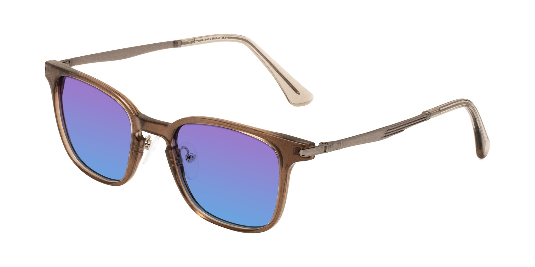 Angle of Tiwari in Brown with Purple / Blue Gradient Lenses