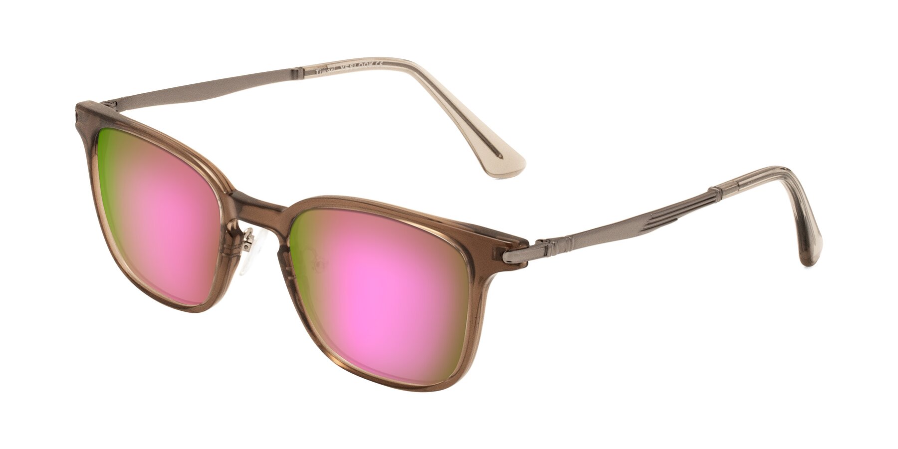 Angle of Tiwari in Brown with Pink Mirrored Lenses