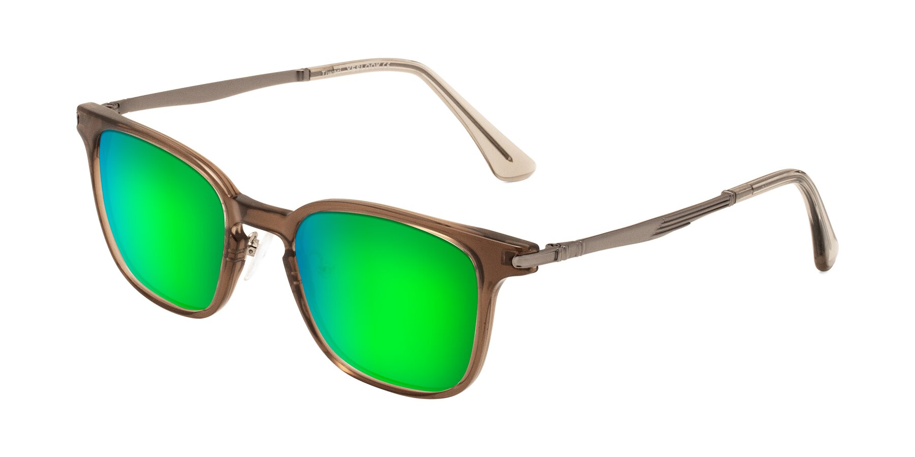 Angle of Tiwari in Brown with Green Mirrored Lenses