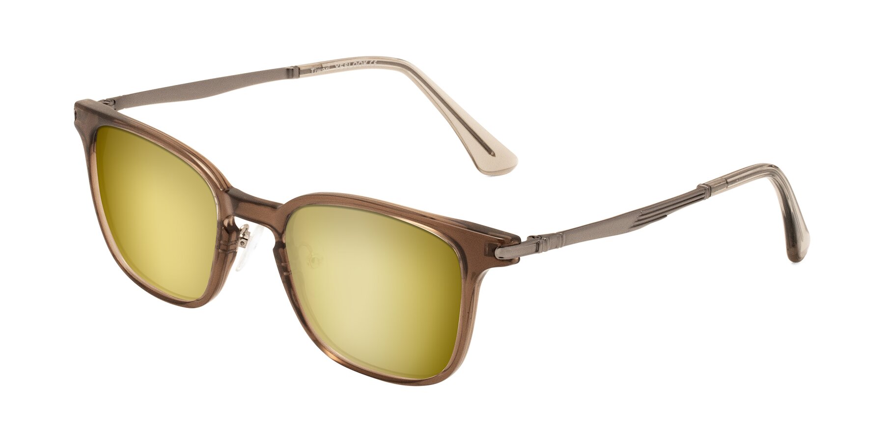 Angle of Tiwari in Brown with Gold Mirrored Lenses