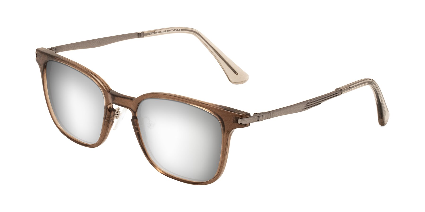 Angle of Tiwari in Brown with Silver Mirrored Lenses