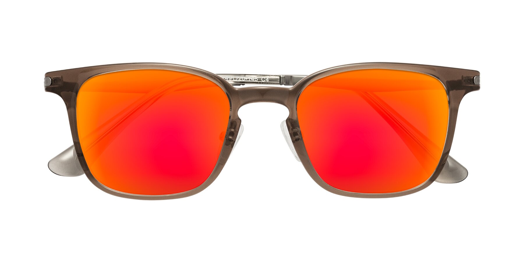 Folded Front of Tiwari in Brown with Red Gold Mirrored Lenses